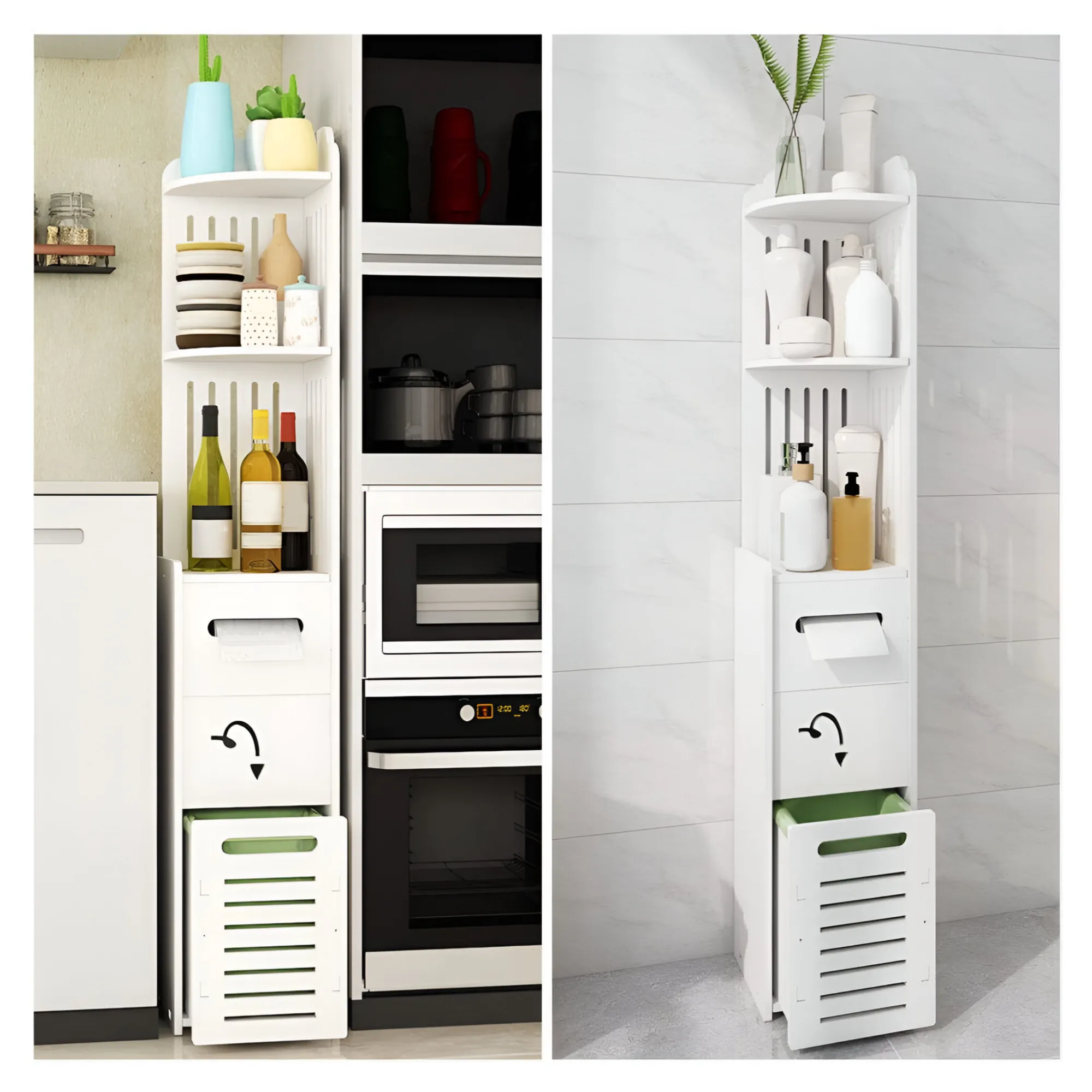 120x19.5x10cm Multi Functional Storage Rack With 3 Shelves And 1 Drawer