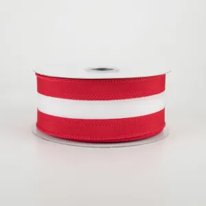 1.5" Satin Team Stripe Ribbon: Crimson & White (10 Yards)