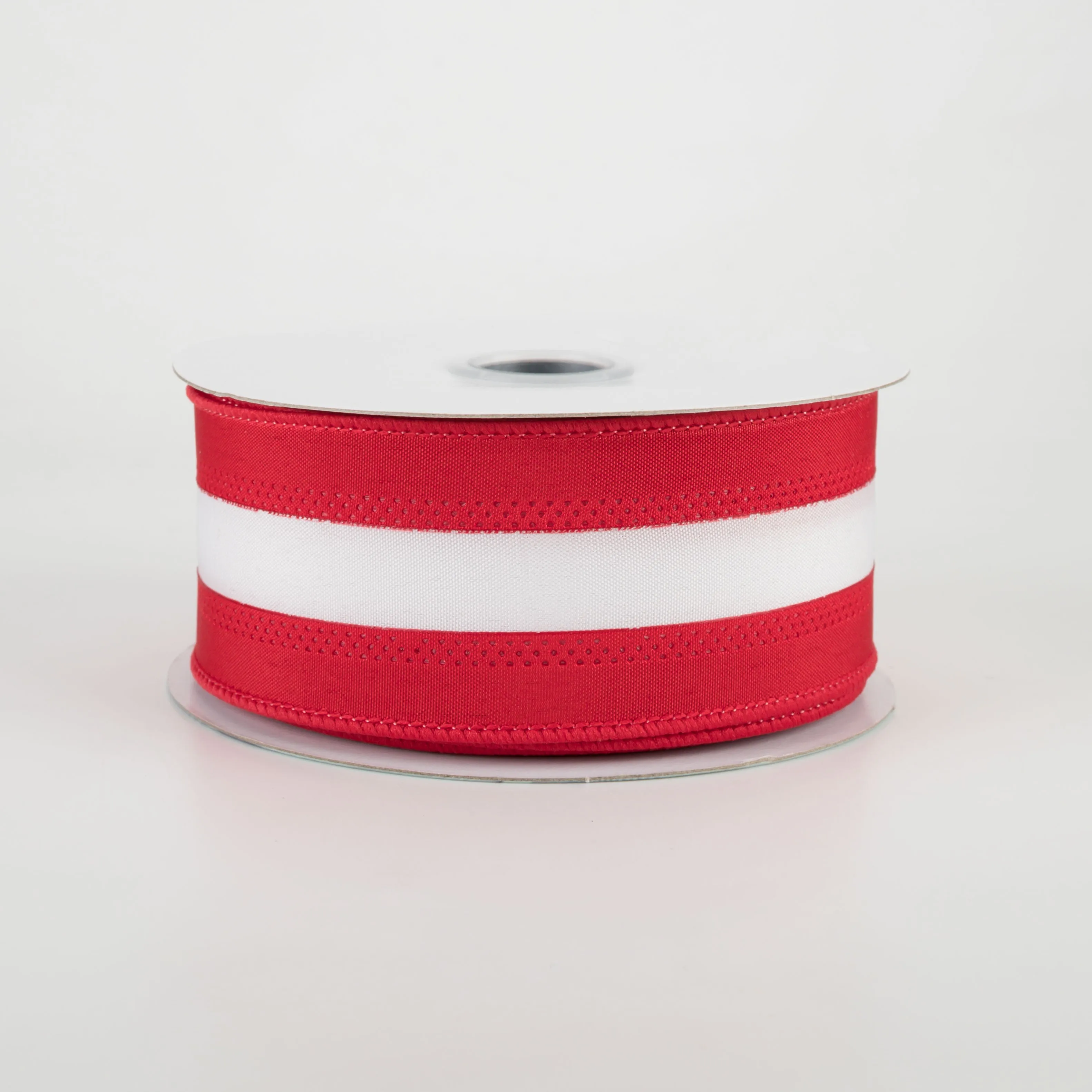 1.5" Satin Team Stripe Ribbon: Crimson & White (10 Yards)