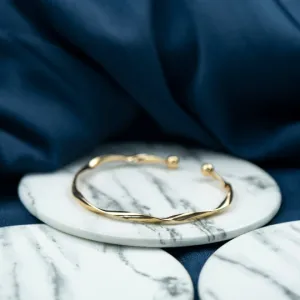 Adjustable Slim Twist Wave Slim Elegant Open Cuff Geometric Bangle Bracelet