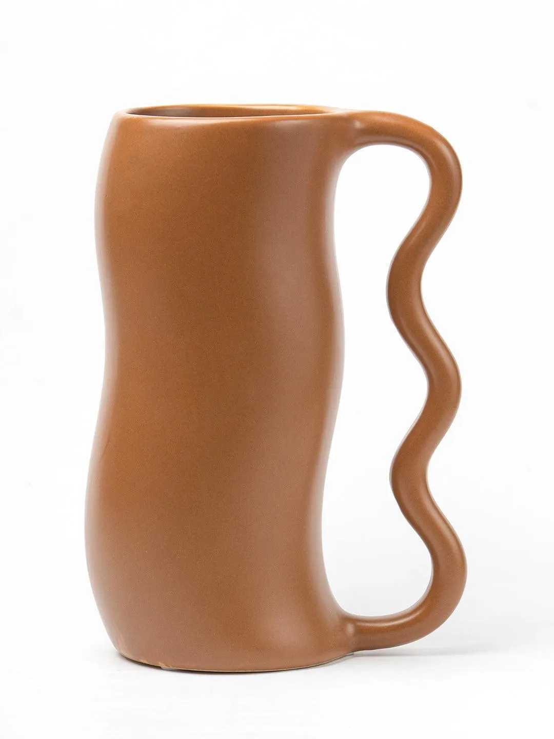 Brown Ceramic Curvy Vase - Curvy, Flower Holder