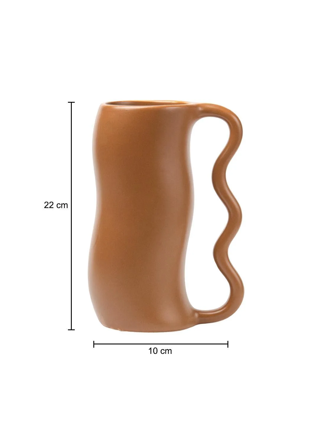 Brown Ceramic Curvy Vase - Curvy, Flower Holder