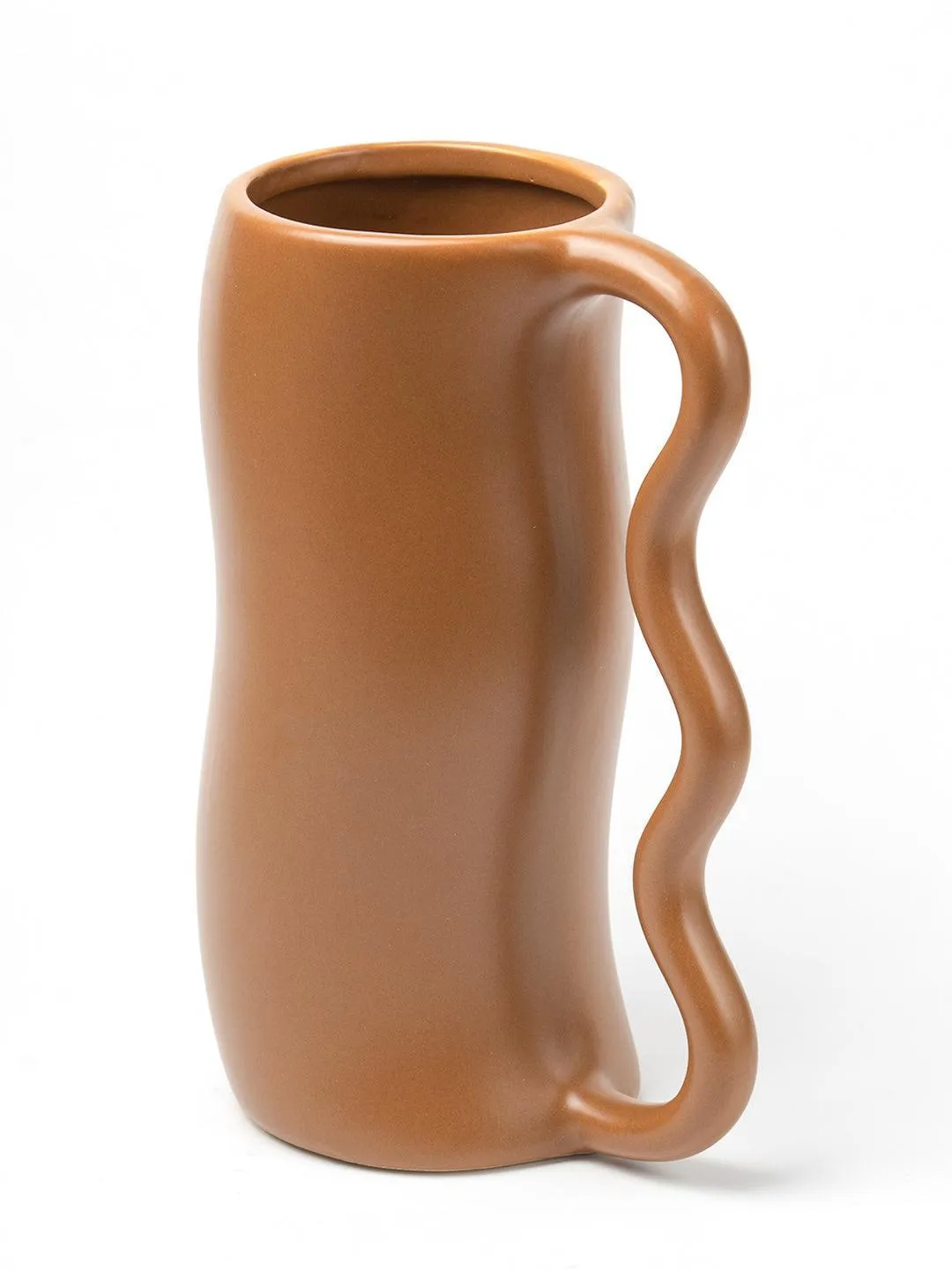 Brown Ceramic Curvy Vase - Curvy, Flower Holder