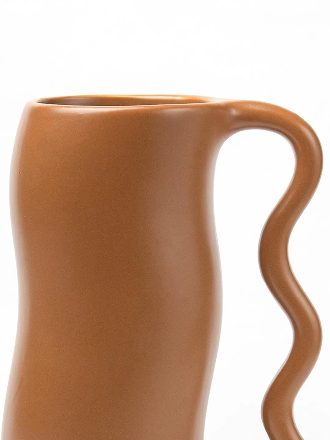 Brown Ceramic Curvy Vase - Curvy, Flower Holder