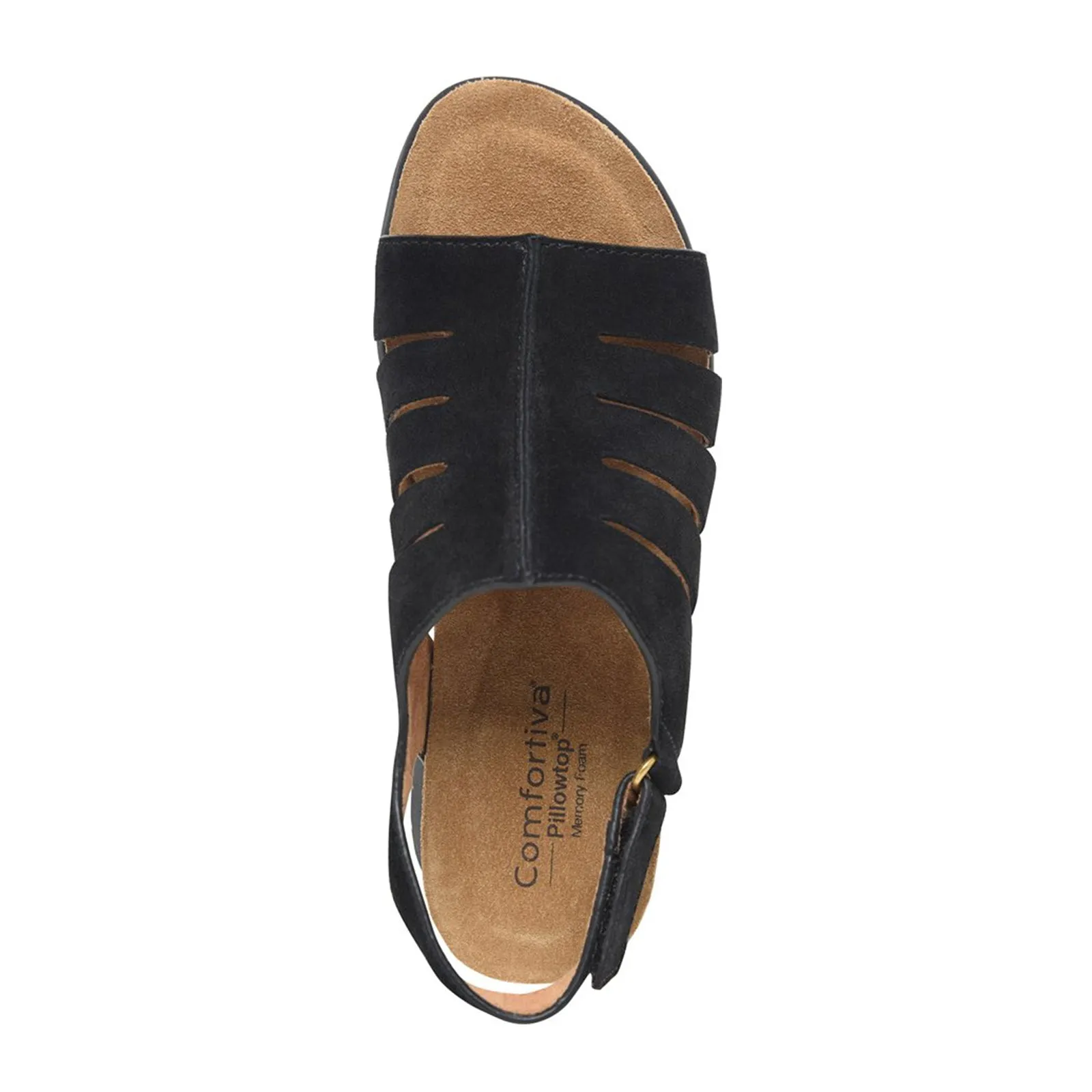 Comfortiva Scottie Wedge Sandal (Women) - Black Cow Suede