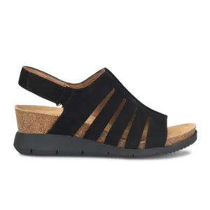 Comfortiva Scottie Wedge Sandal (Women) - Black Cow Suede