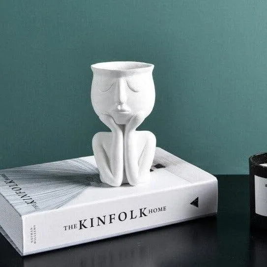 Contemporary Abstract Head Sculpture Vase for Stylish Interiors