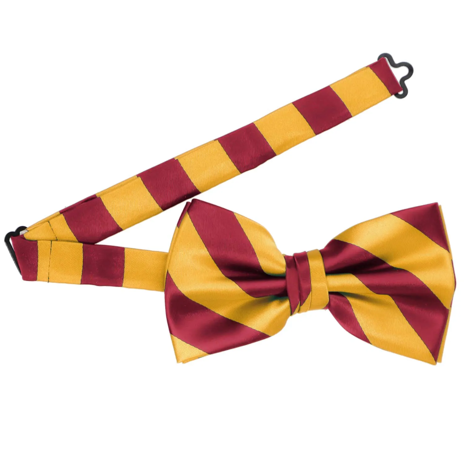 Crimson Red and Golden Yellow Striped Bow Tie