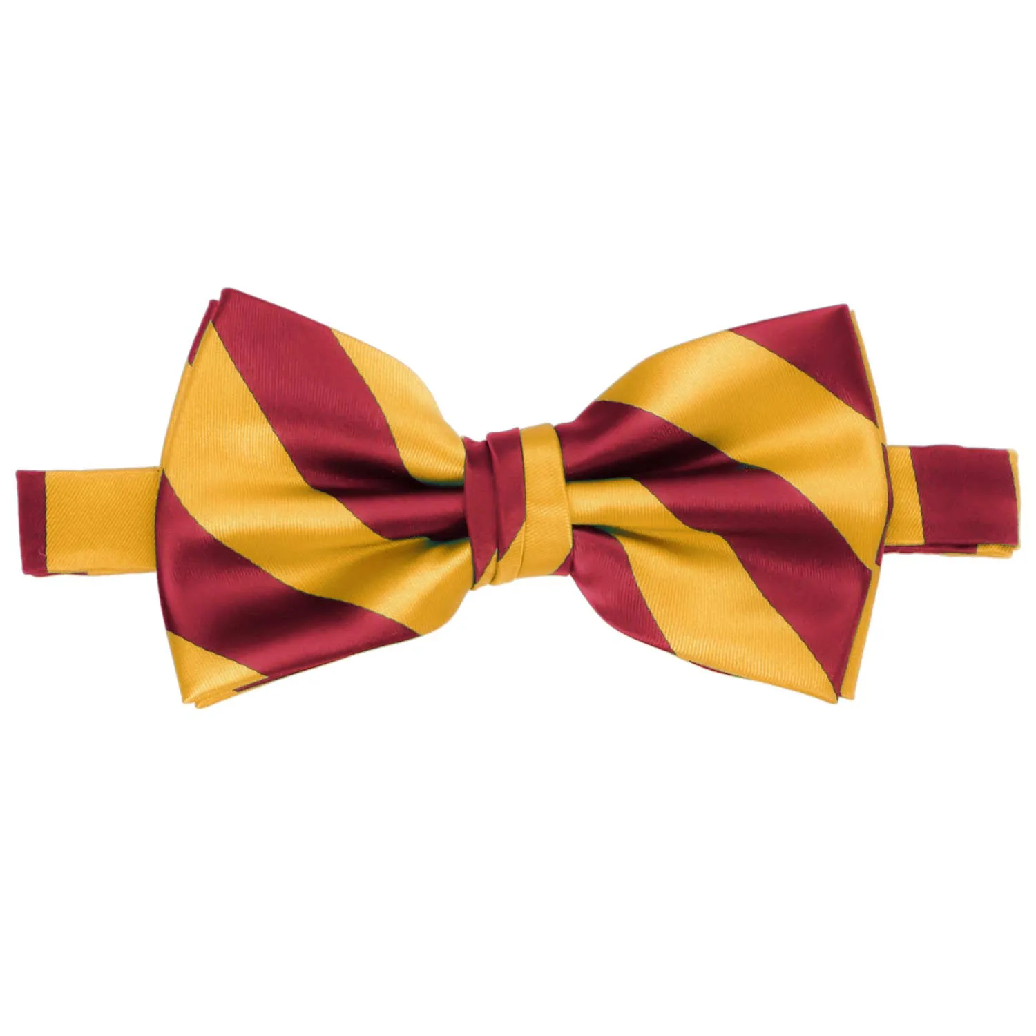 Crimson Red and Golden Yellow Striped Bow Tie