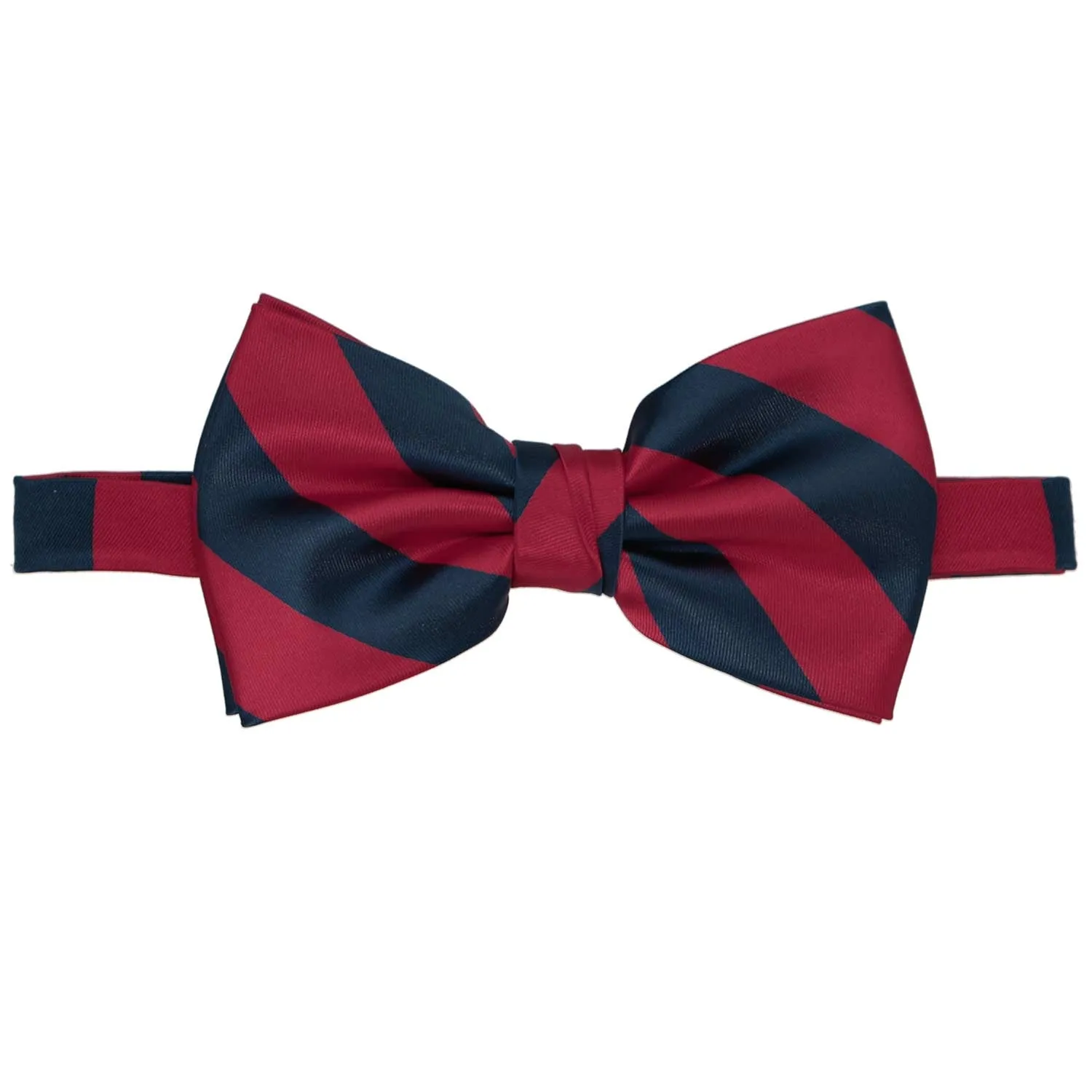 Crimson Red and Navy Blue Striped Bow Tie