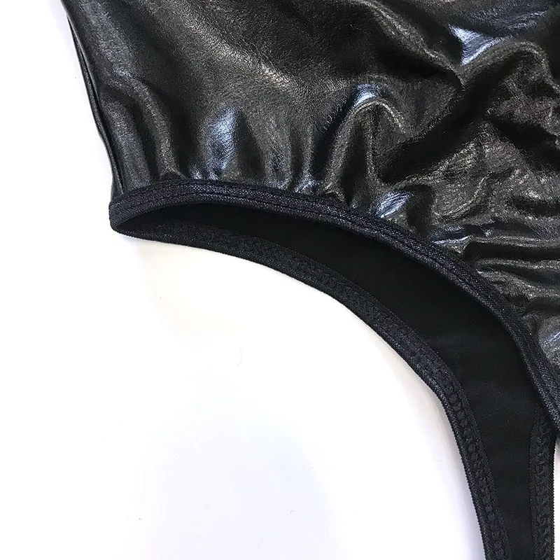 Erotic Leather Mesh Belt Strap Suspender Policewoman