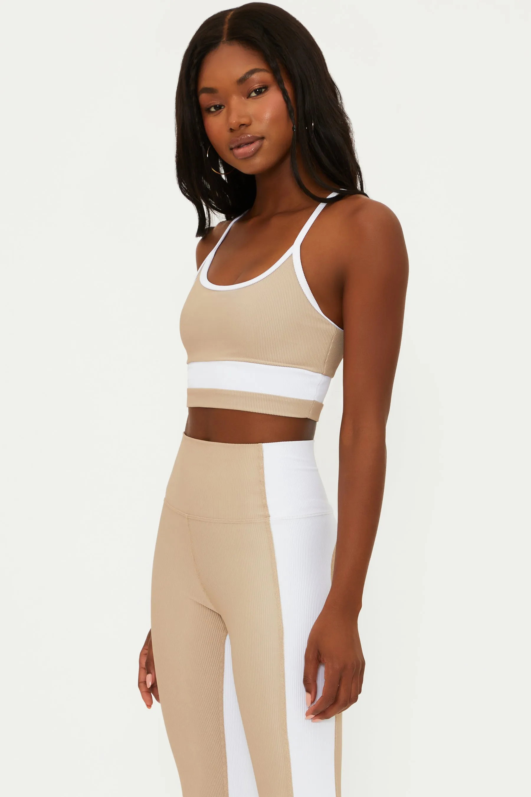 Eva Top Tan White Colorblock