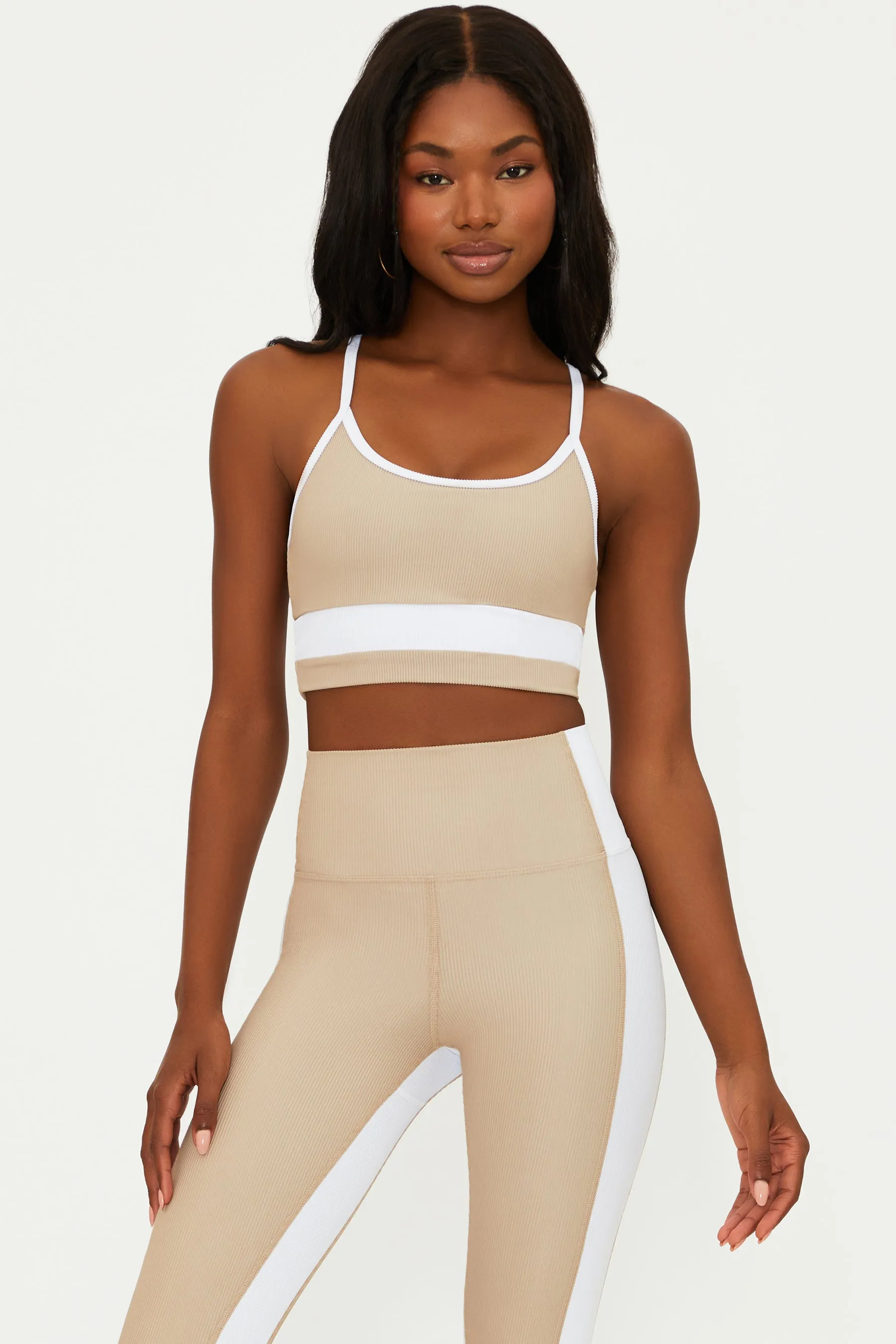 Eva Top Tan White Colorblock