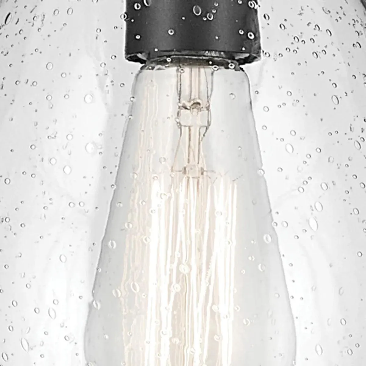 Everly 14" 1-Light Mini Pendant Light with Clear Seeded Glass, Black Finish