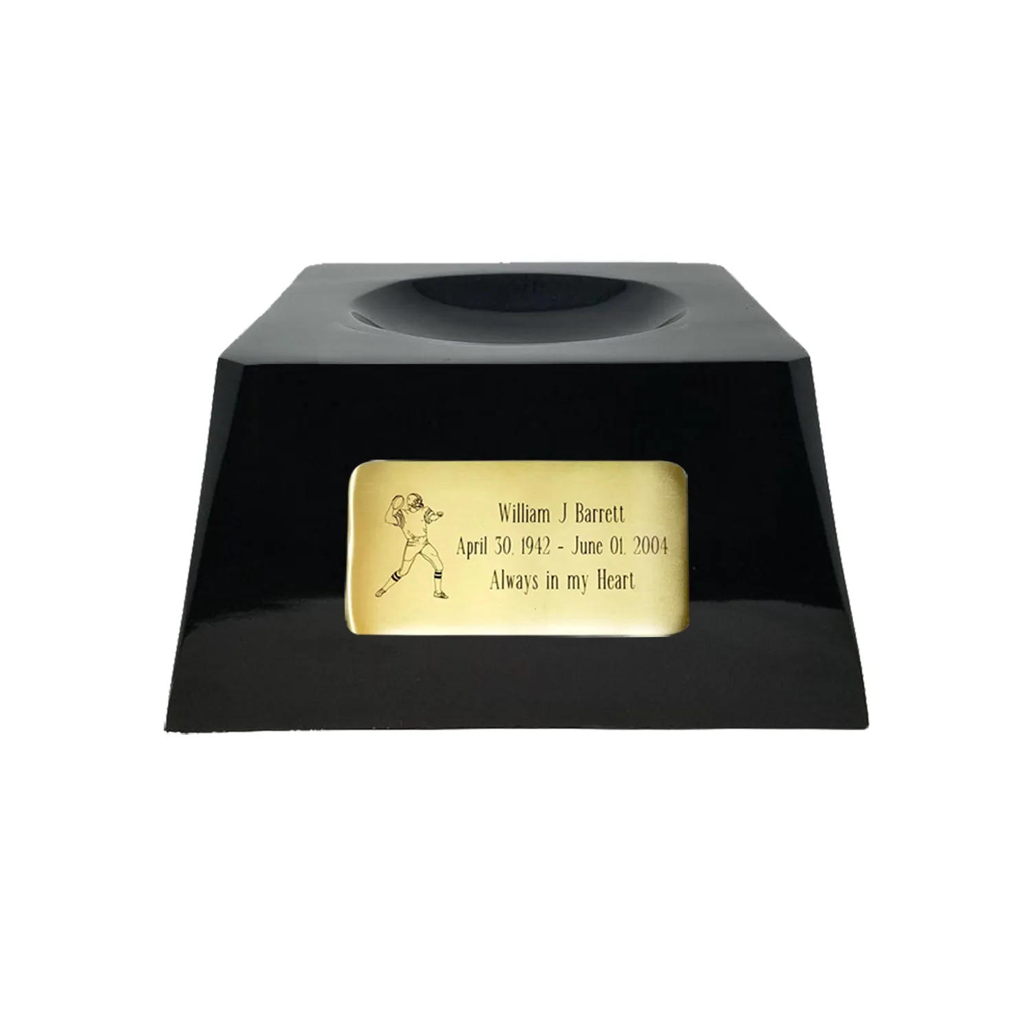 Football Cremation Urn With Optional Alabama Crimson Tide Ball Decor and Custom Metal Plaque