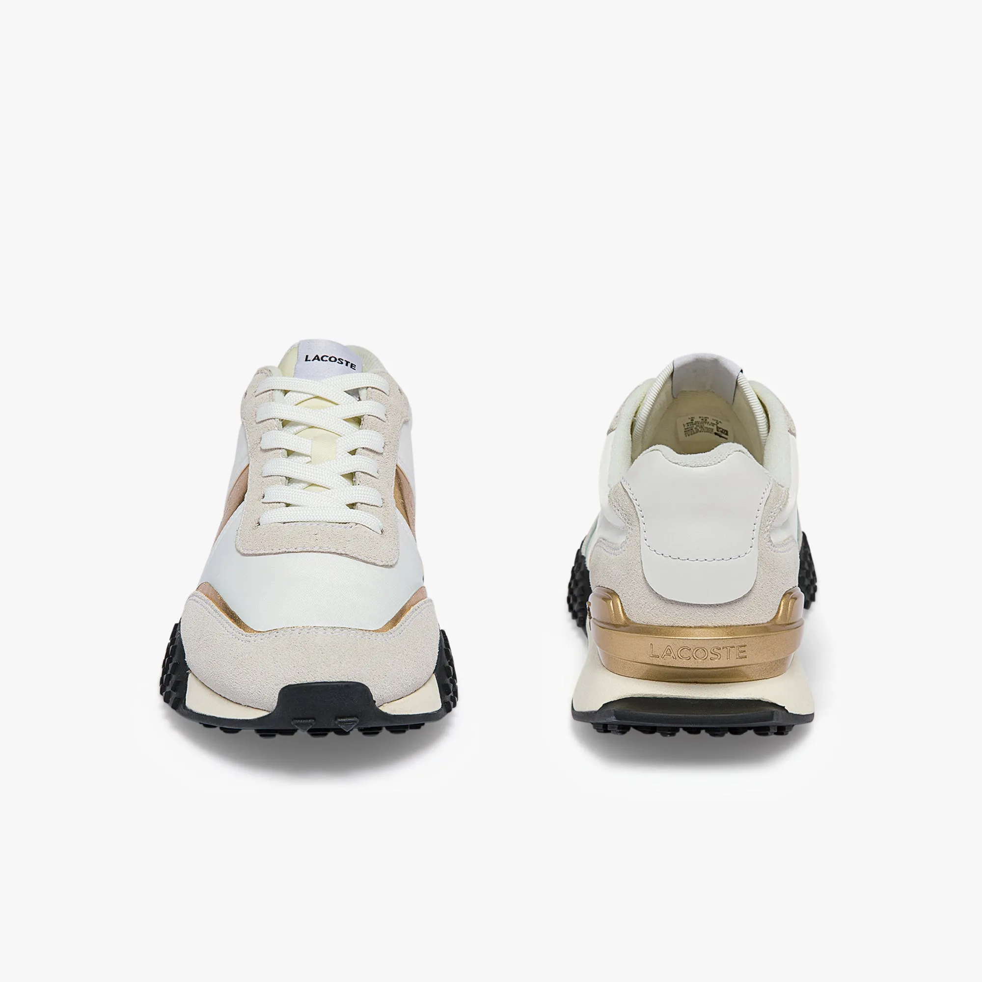 Men's L-Spin Deluxe Textile Gold Accent Sneakers - White
