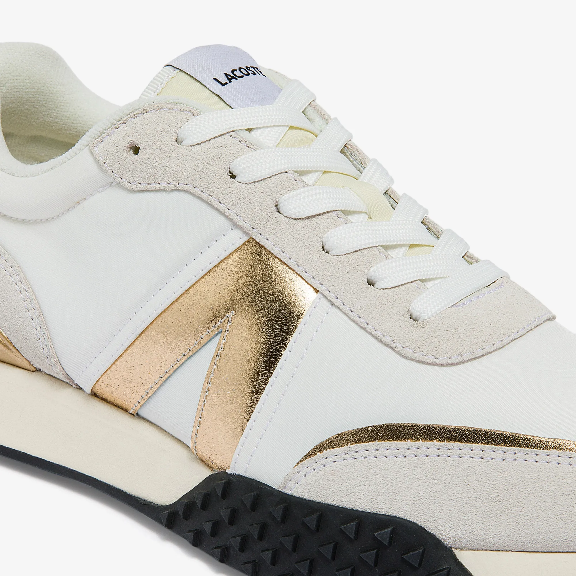 Men's L-Spin Deluxe Textile Gold Accent Sneakers - White