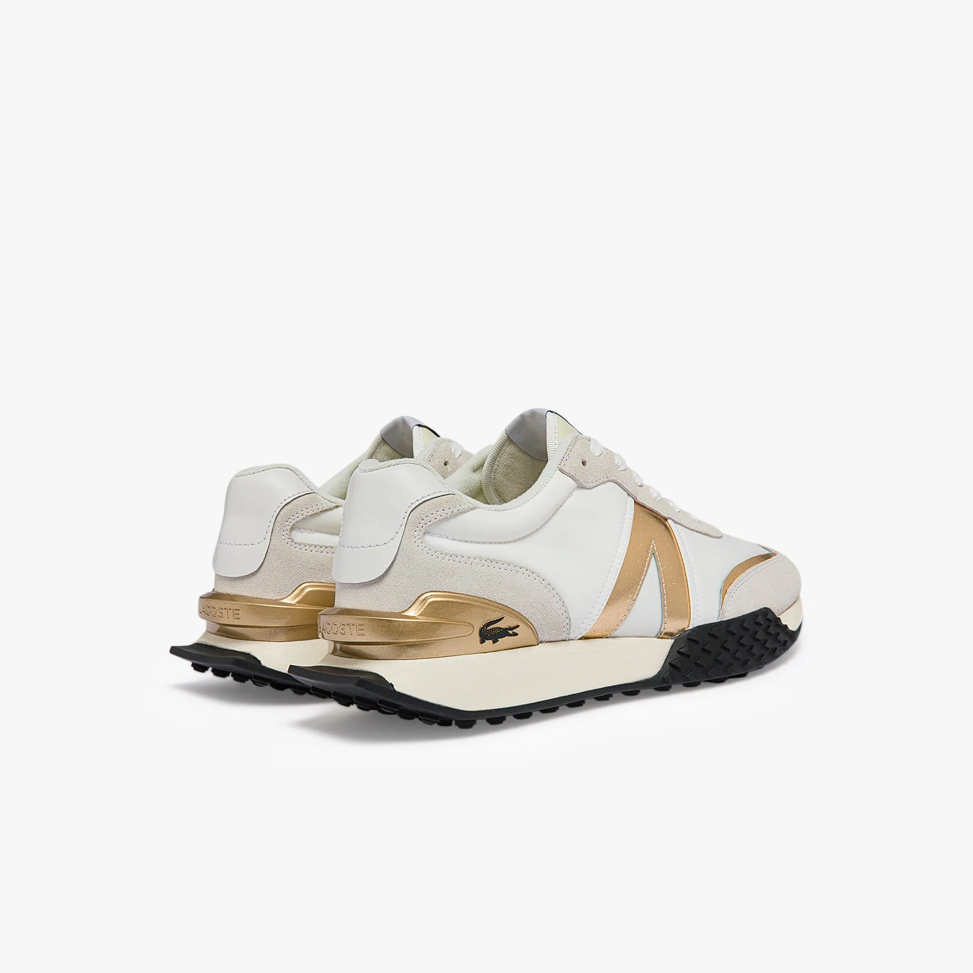 Men's L-Spin Deluxe Textile Gold Accent Sneakers - White