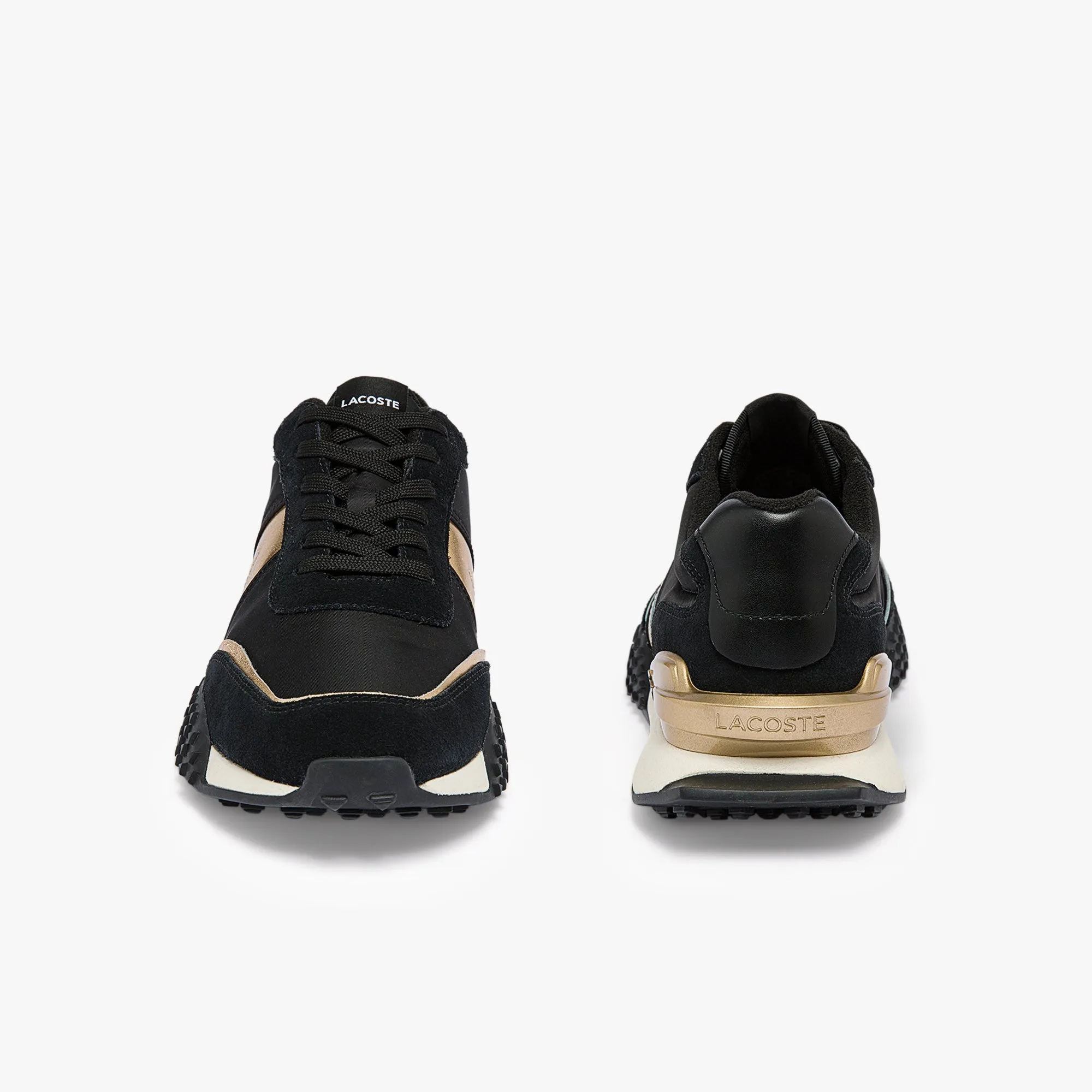 Men's L-Spin Deluxe Textile Gold Accent Trainers - Black