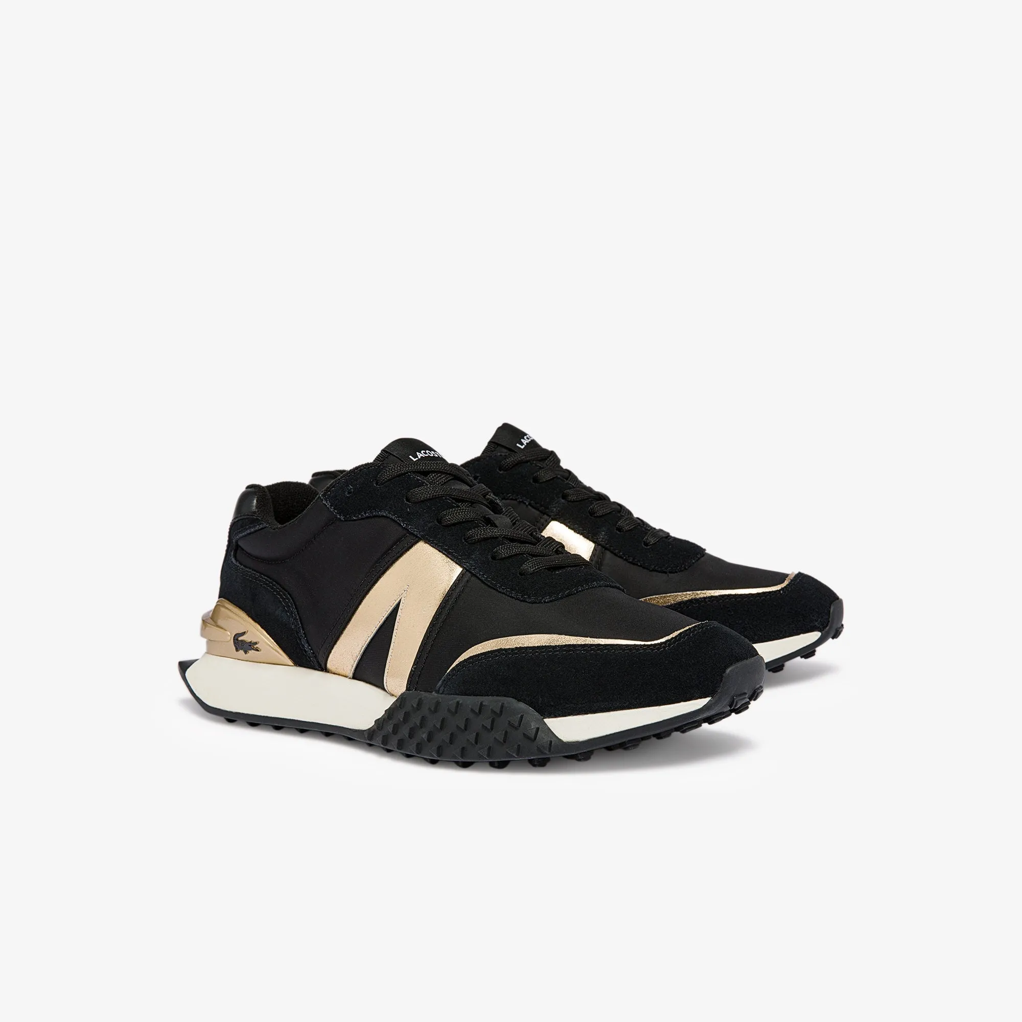 Men's L-Spin Deluxe Textile Gold Accent Trainers - Black
