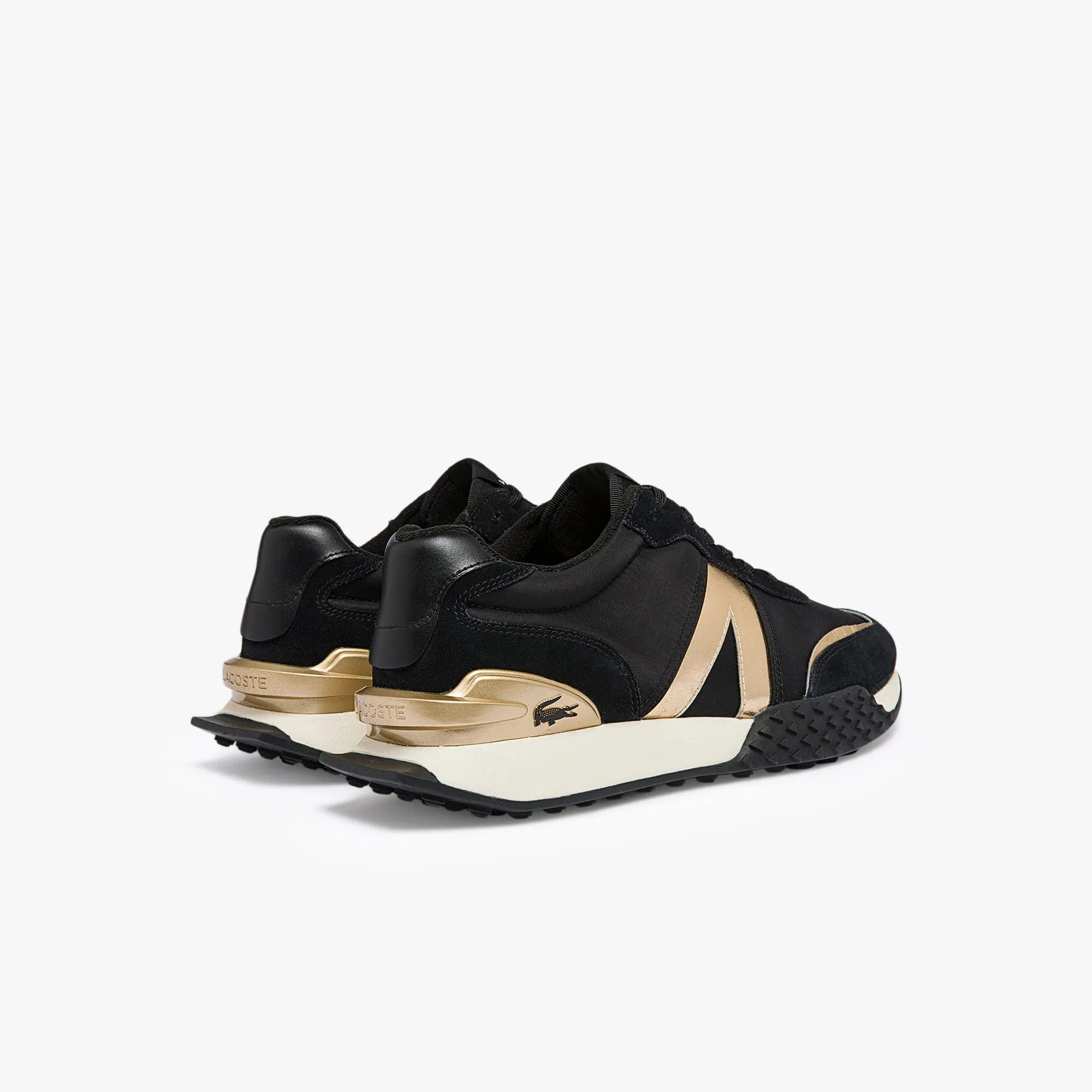 Men's L-Spin Deluxe Textile Gold Accent Trainers - Black