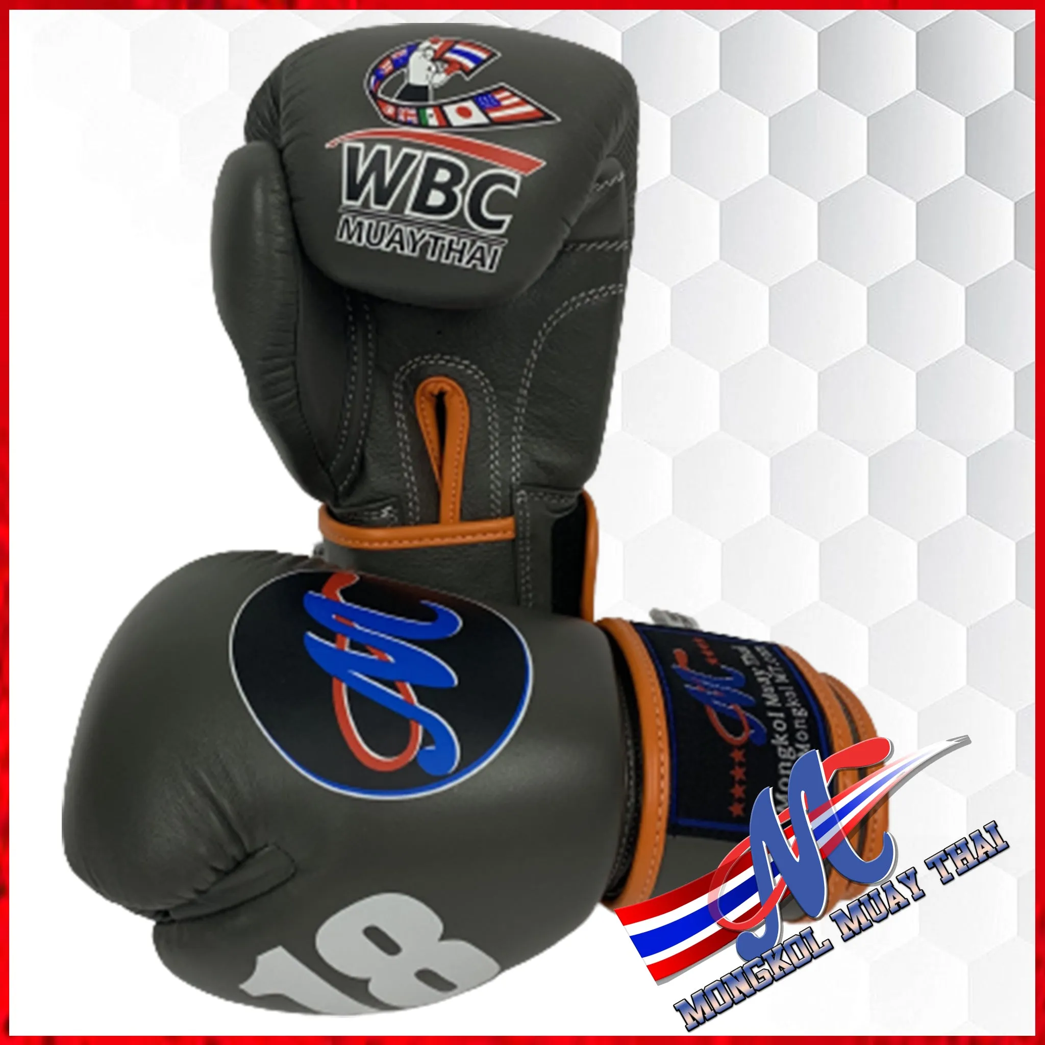 Mongkol Boxing Glove WBC VELCRO Grey #18 Limited edition Last 2 pairs
