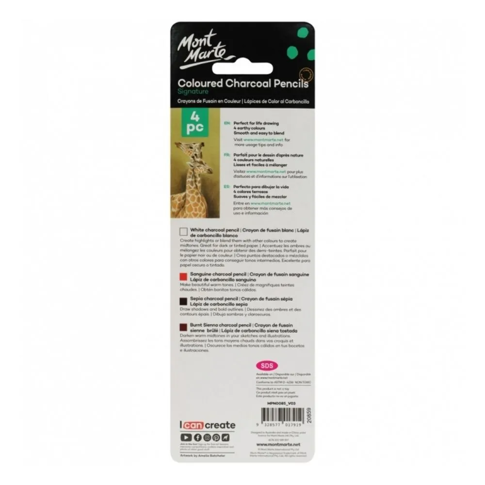 Mont Marte 4Pc Colour Charcoal Pencil MPN0085