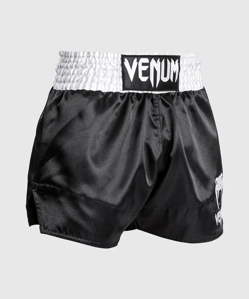 Muay Thai Shortsit - Venum - Classic - Musta/Valkoinen/Valkoinen
