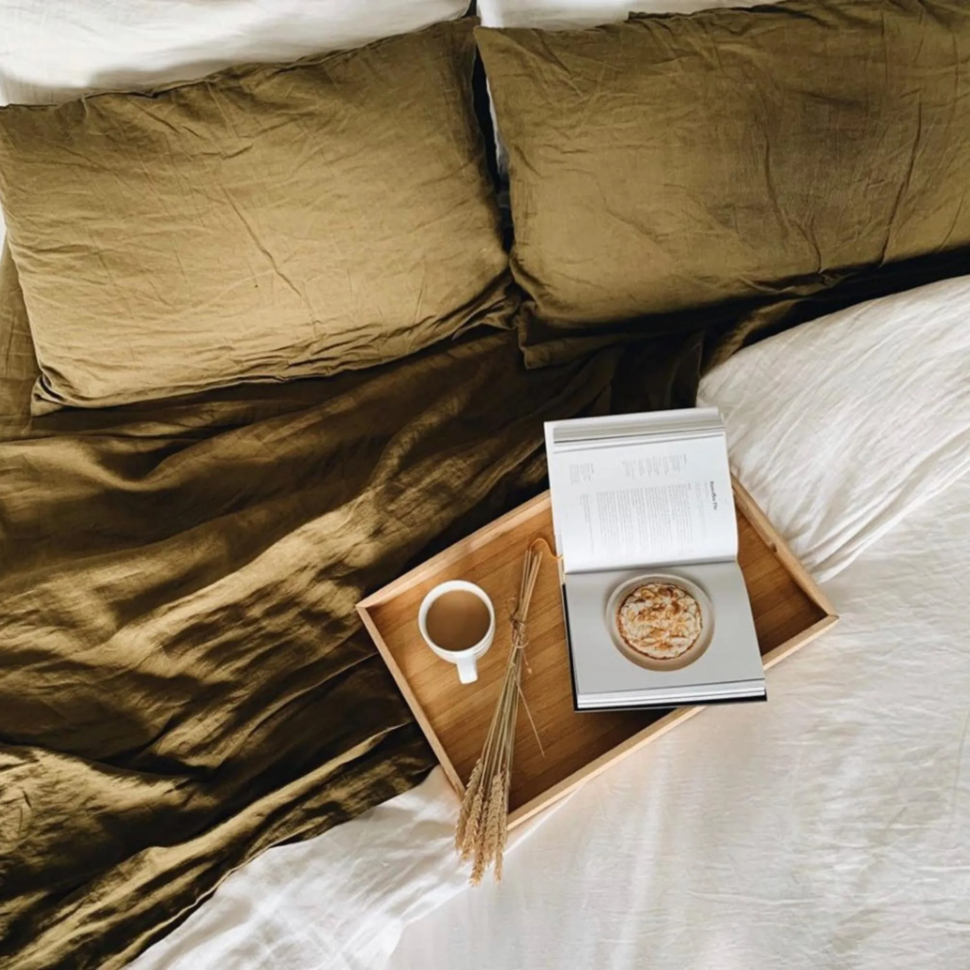 Olive Green Linen Flat Sheet