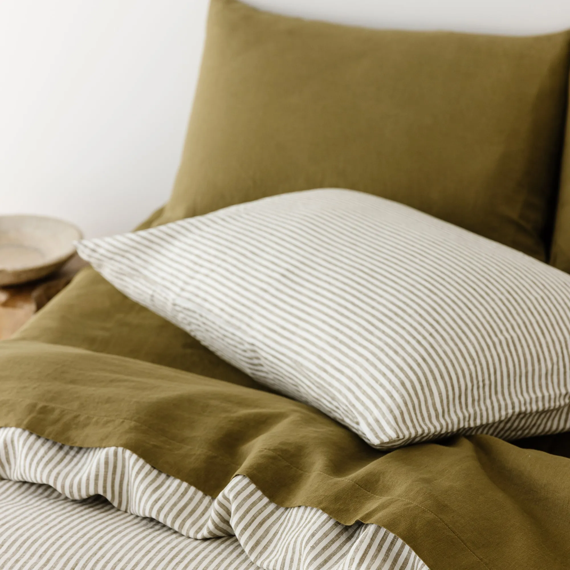 Olive Green Linen Flat Sheet