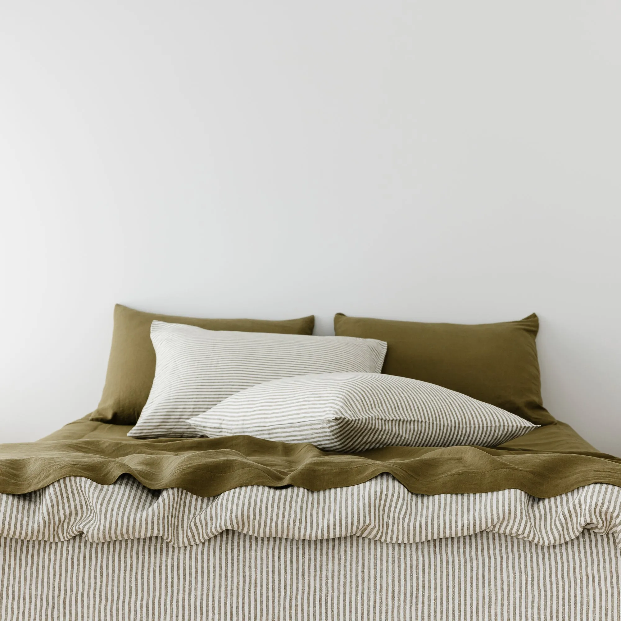 Olive Green Linen Flat Sheet