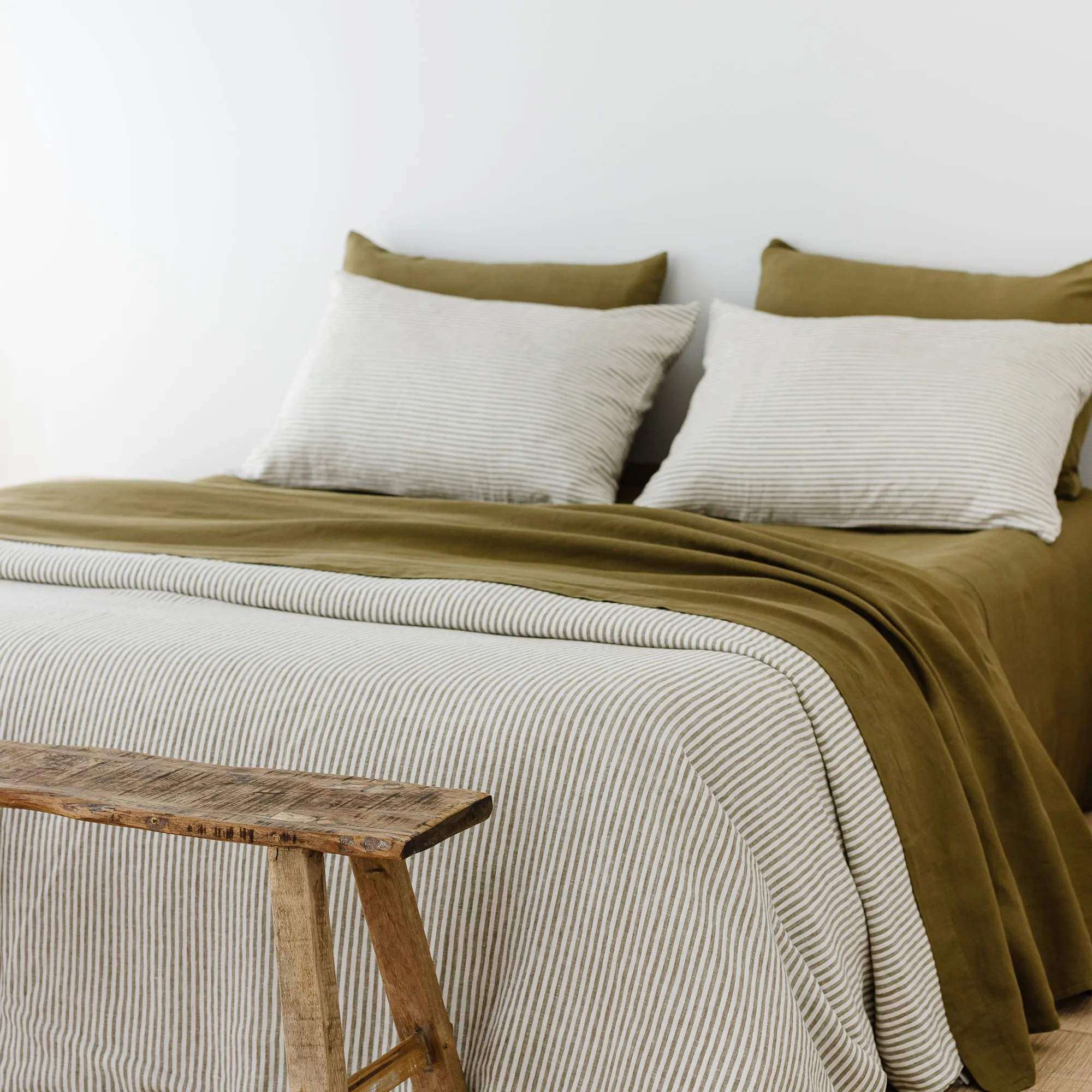 Olive Green Linen Flat Sheet