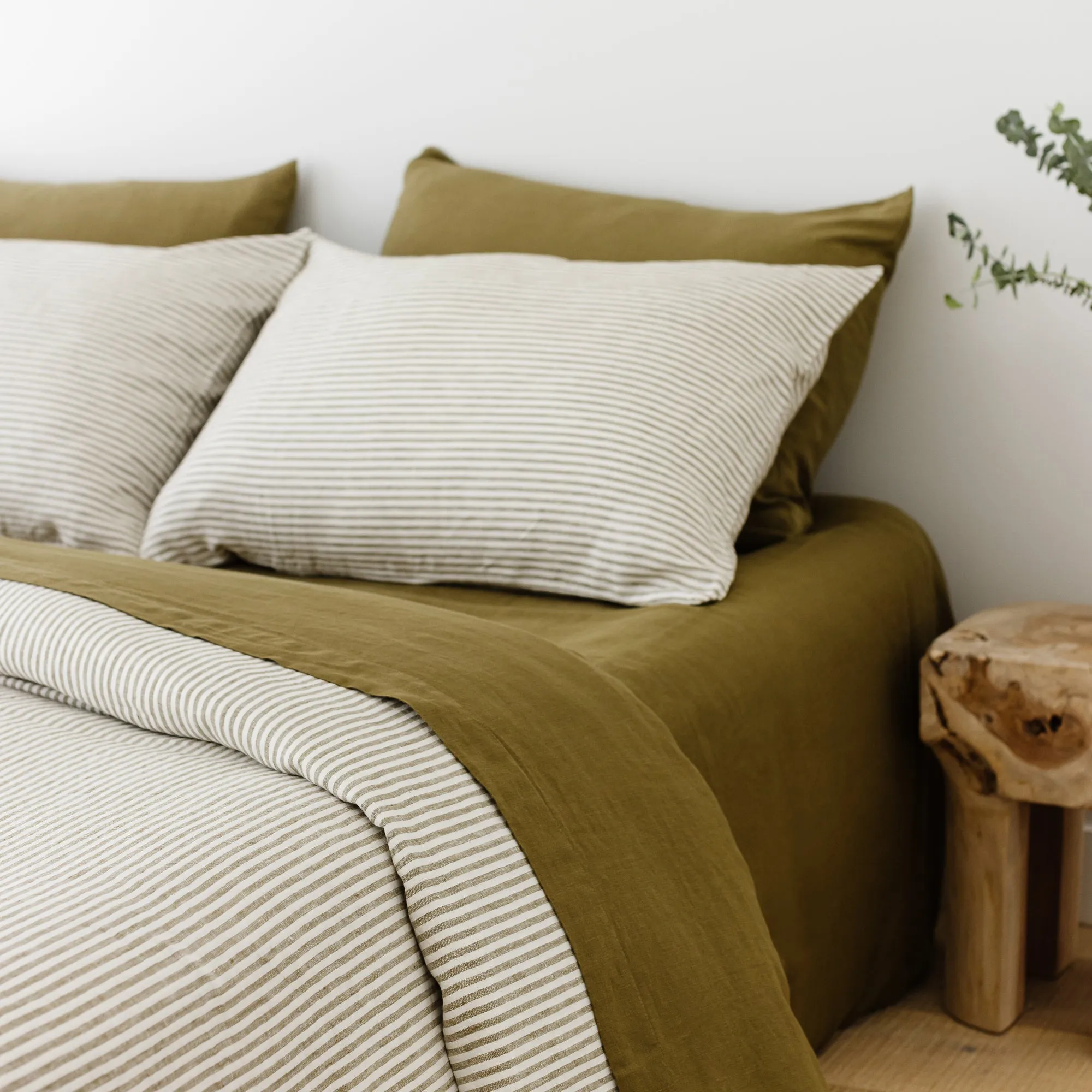 Olive Green Linen Flat Sheet