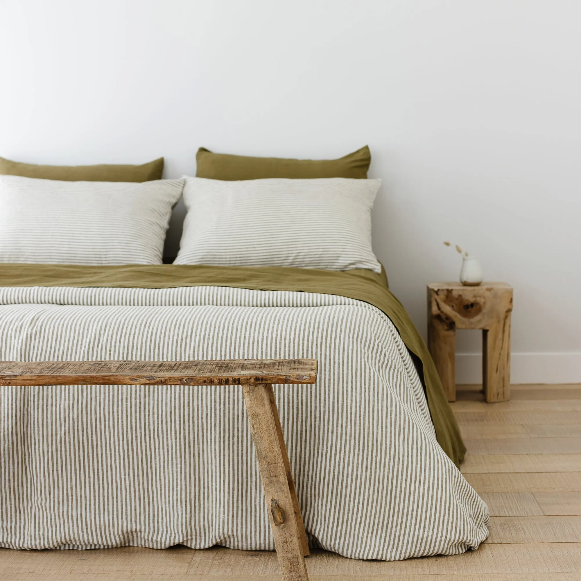 Olive Green Linen Flat Sheet