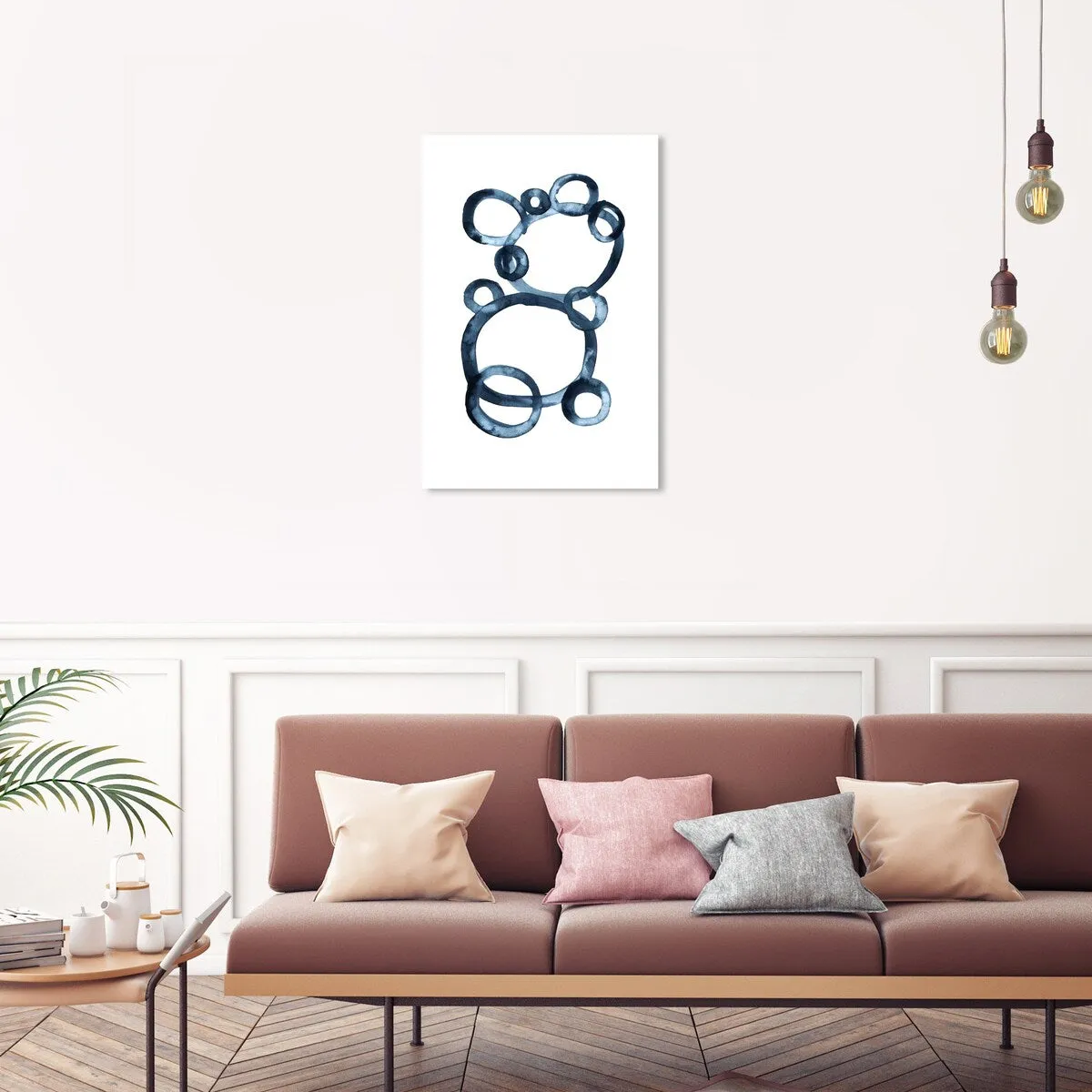 "Bear Bubbles", Modern baby bear fingerpainted bubbles Modern & Contemporary White Canvas Wall Art Print for Boy's Room