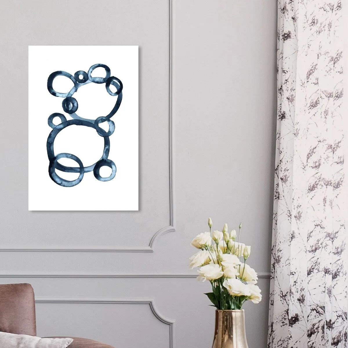 "Bear Bubbles", Modern baby bear fingerpainted bubbles Modern & Contemporary White Canvas Wall Art Print for Boy's Room