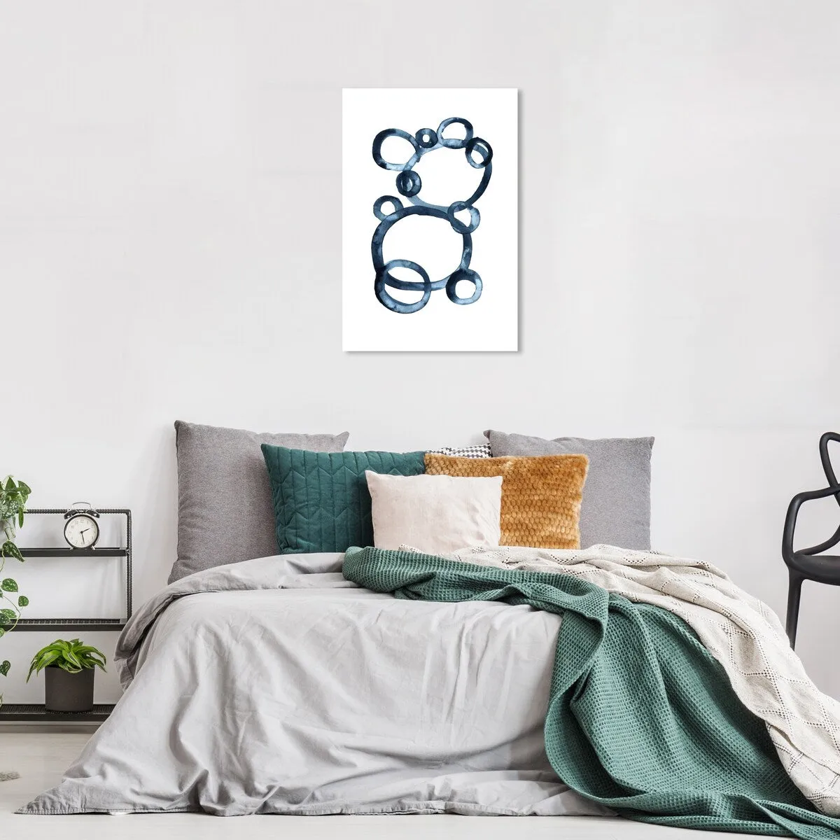 "Bear Bubbles", Modern baby bear fingerpainted bubbles Modern & Contemporary White Canvas Wall Art Print for Boy's Room