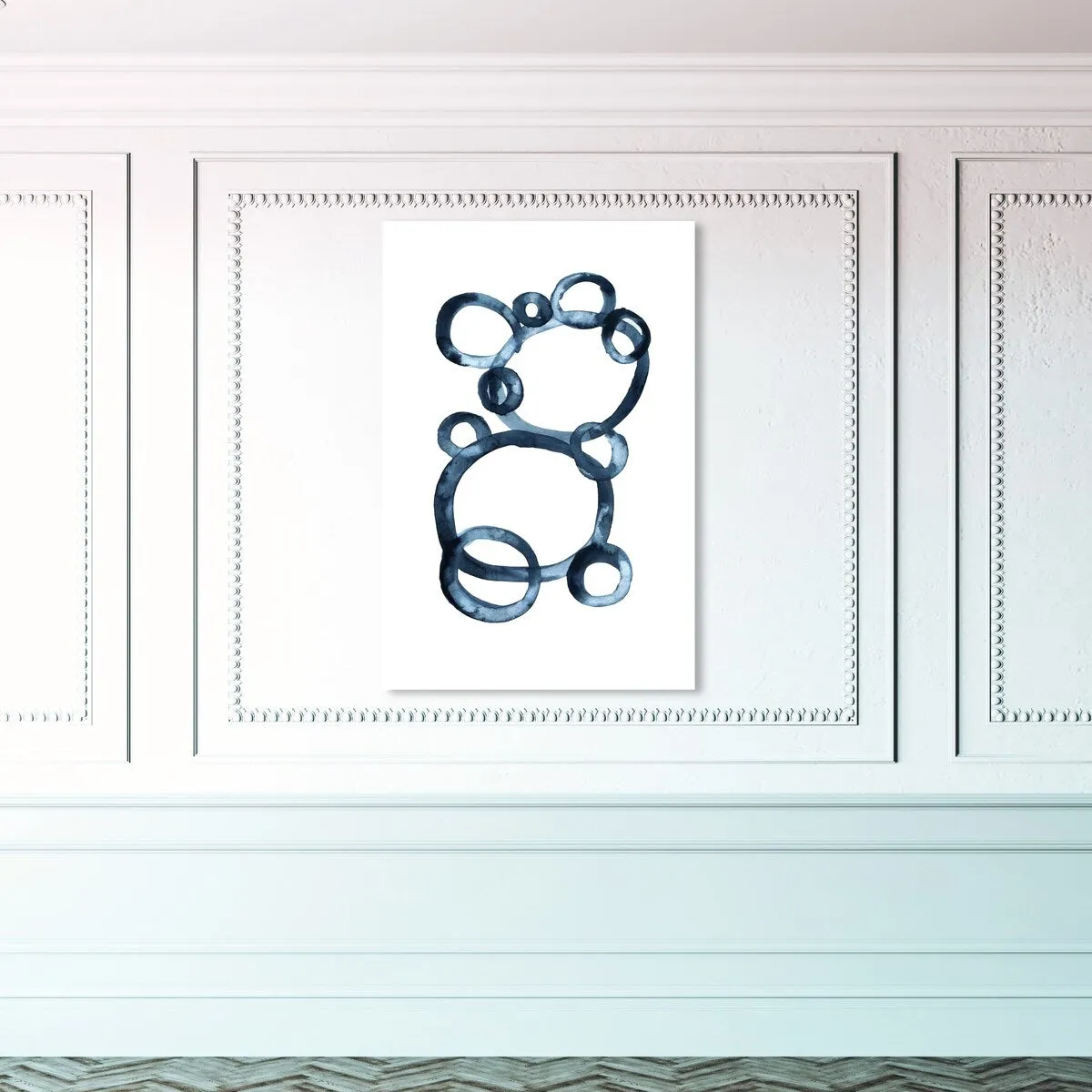 "Bear Bubbles", Modern baby bear fingerpainted bubbles Modern & Contemporary White Canvas Wall Art Print for Boy's Room