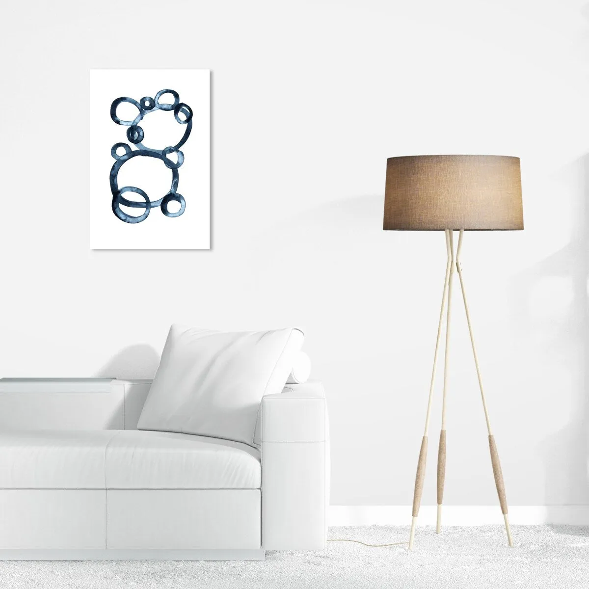 "Bear Bubbles", Modern baby bear fingerpainted bubbles Modern & Contemporary White Canvas Wall Art Print for Boy's Room