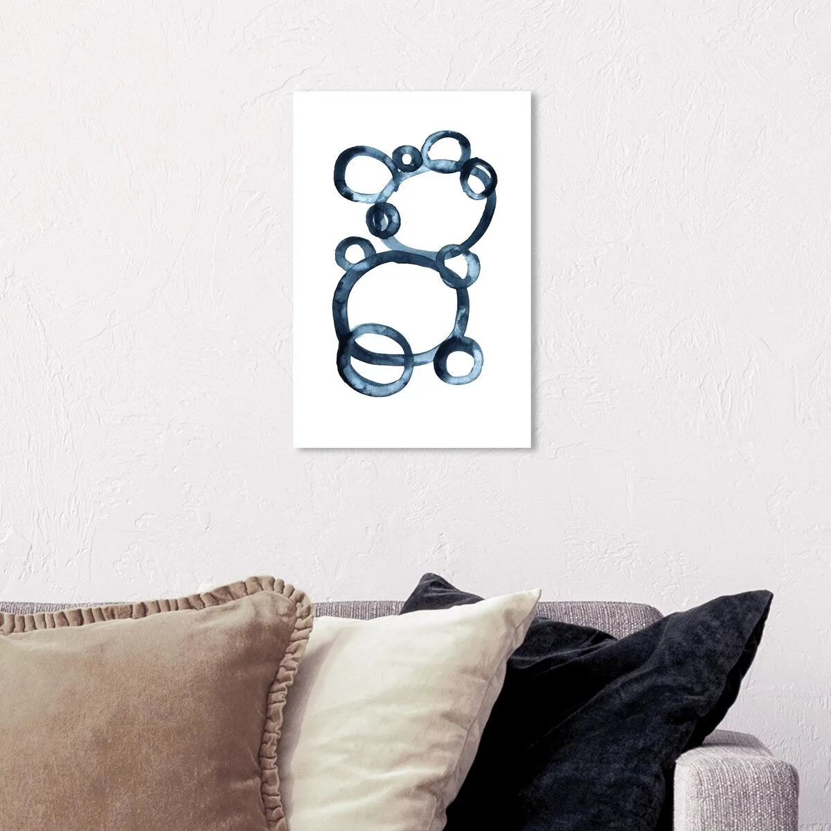 "Bear Bubbles", Modern baby bear fingerpainted bubbles Modern & Contemporary White Canvas Wall Art Print for Boy's Room