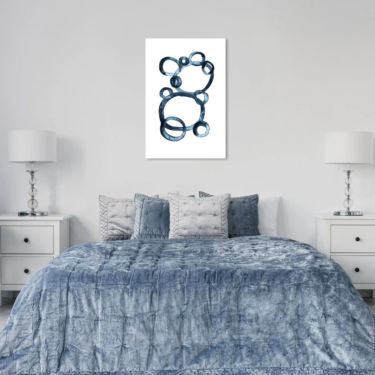 "Bear Bubbles", Modern baby bear fingerpainted bubbles Modern & Contemporary White Canvas Wall Art Print for Boy's Room