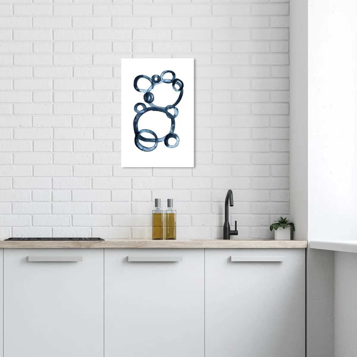 "Bear Bubbles", Modern baby bear fingerpainted bubbles Modern & Contemporary White Canvas Wall Art Print for Boy's Room