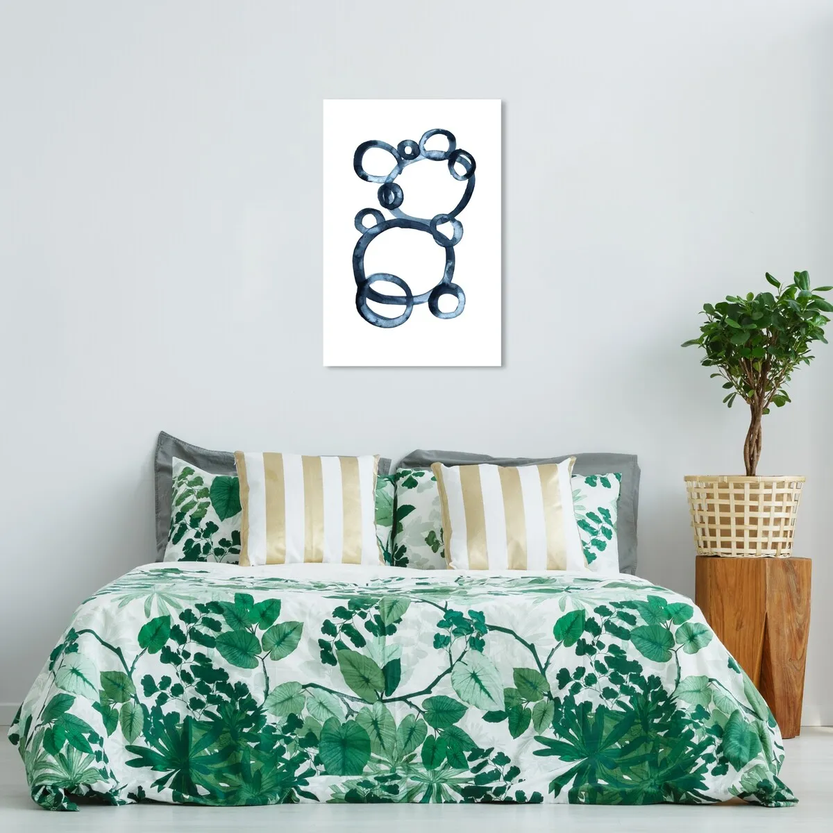 "Bear Bubbles", Modern baby bear fingerpainted bubbles Modern & Contemporary White Canvas Wall Art Print for Boy's Room