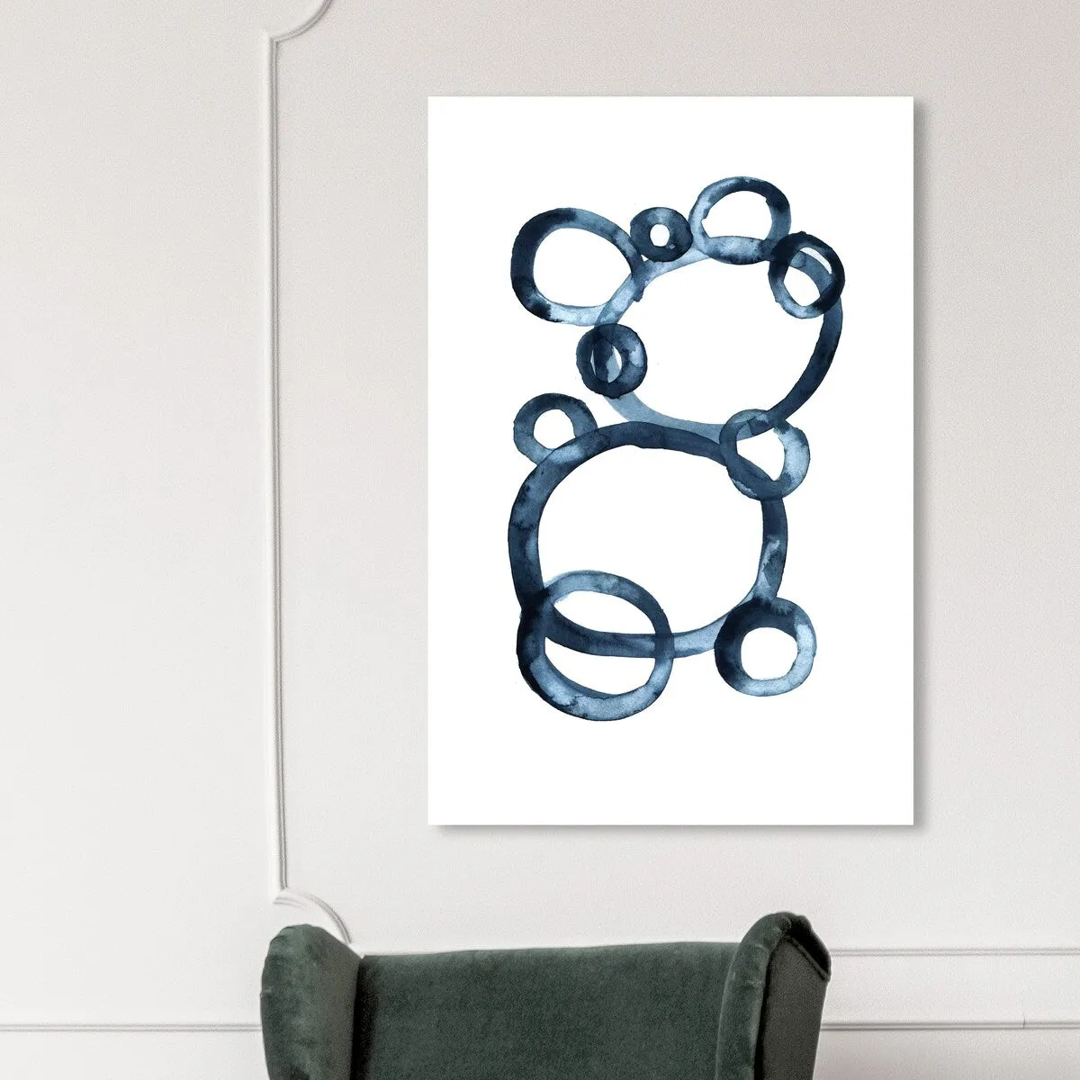 "Bear Bubbles", Modern baby bear fingerpainted bubbles Modern & Contemporary White Canvas Wall Art Print for Boy's Room