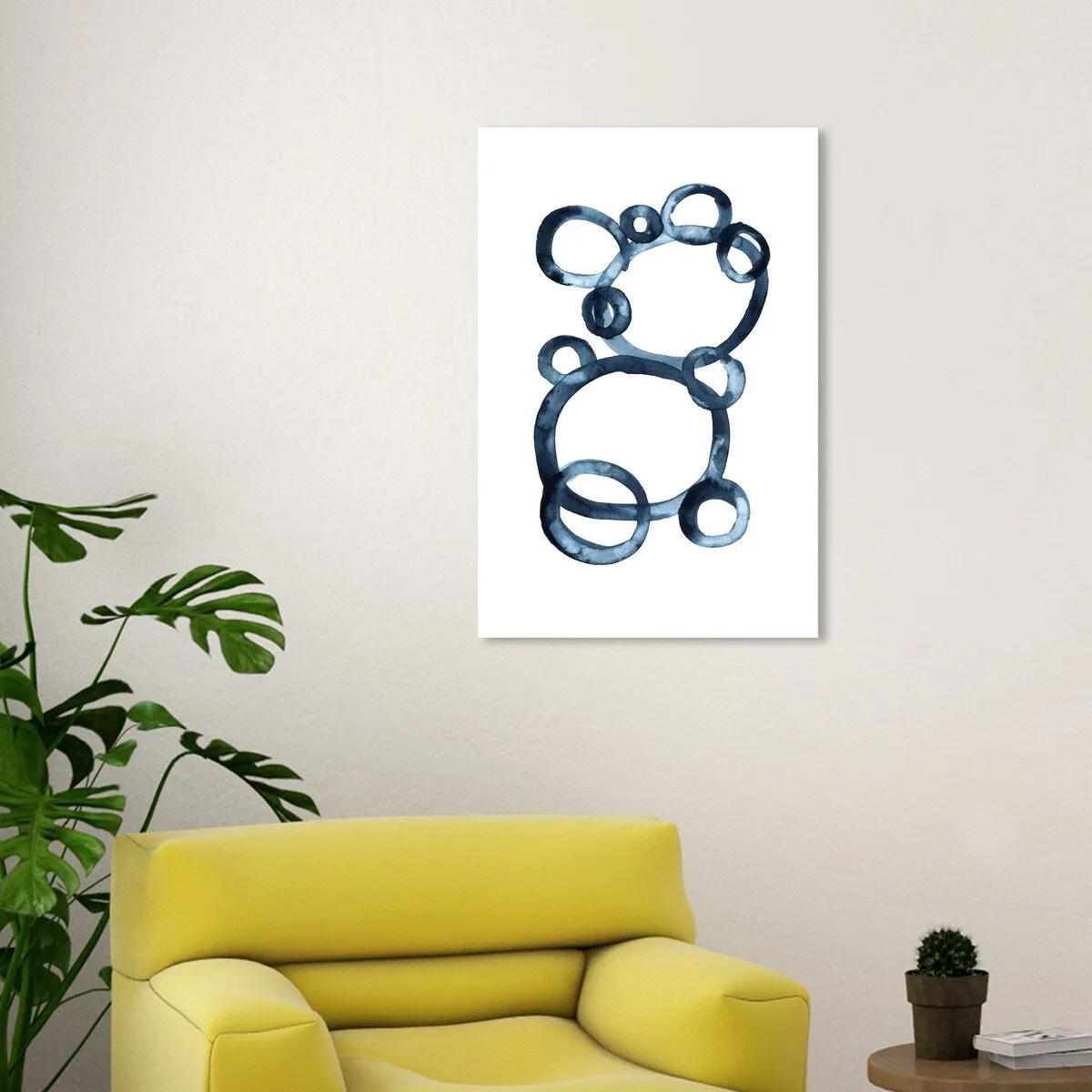 "Bear Bubbles", Modern baby bear fingerpainted bubbles Modern & Contemporary White Canvas Wall Art Print for Boy's Room