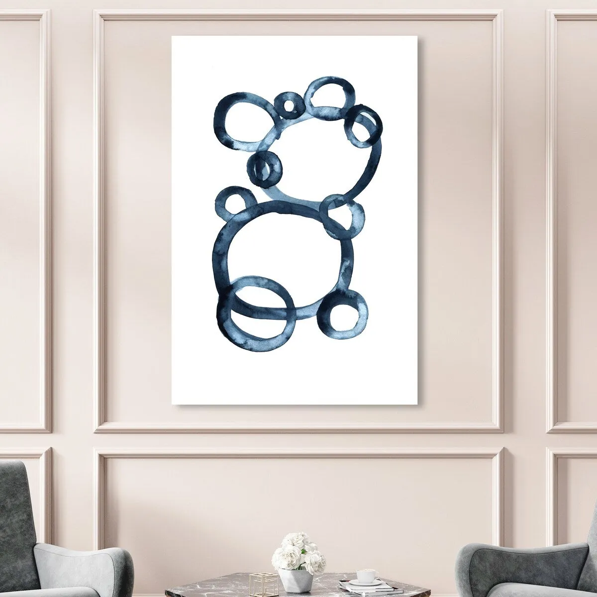 "Bear Bubbles", Modern baby bear fingerpainted bubbles Modern & Contemporary White Canvas Wall Art Print for Boy's Room