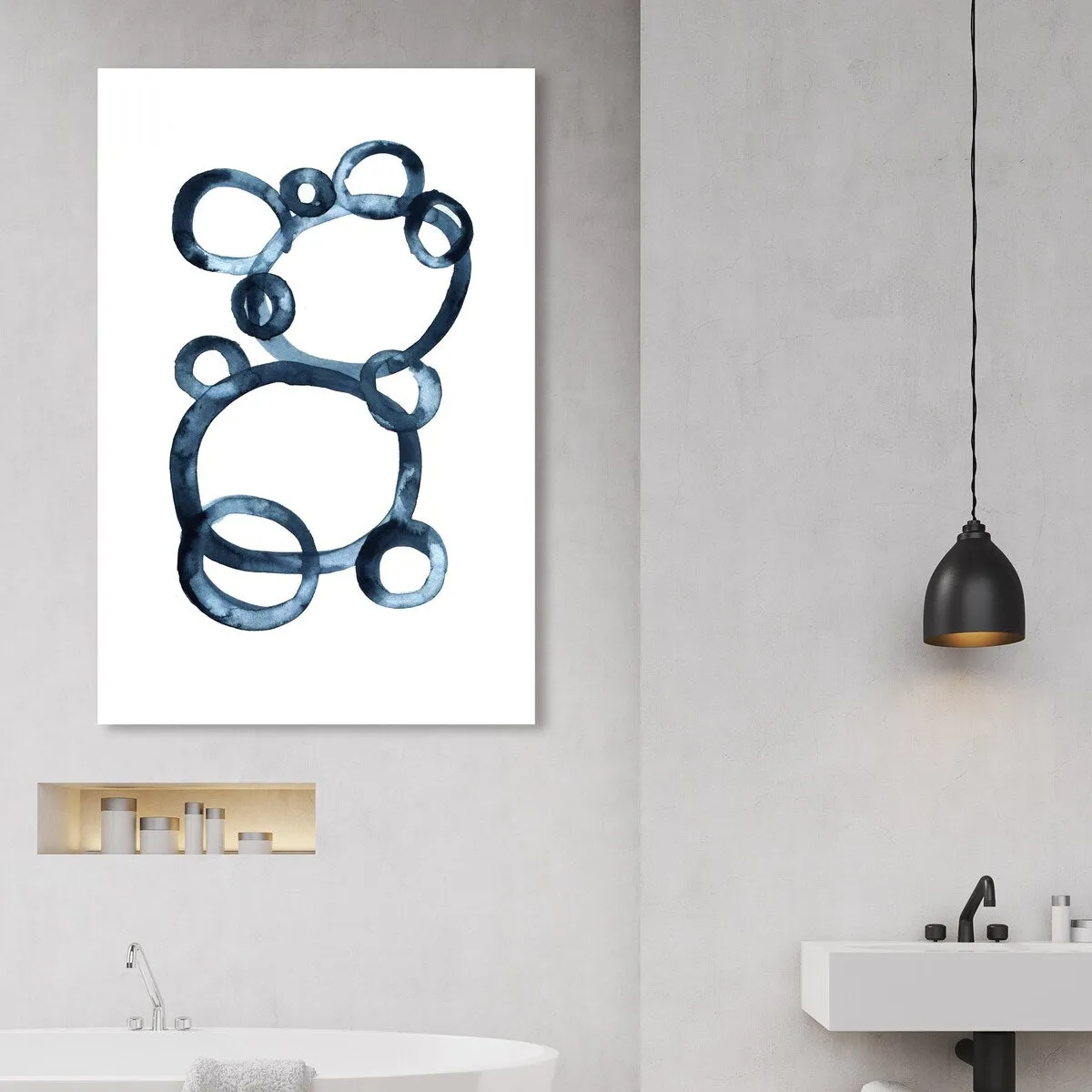 "Bear Bubbles", Modern baby bear fingerpainted bubbles Modern & Contemporary White Canvas Wall Art Print for Boy's Room
