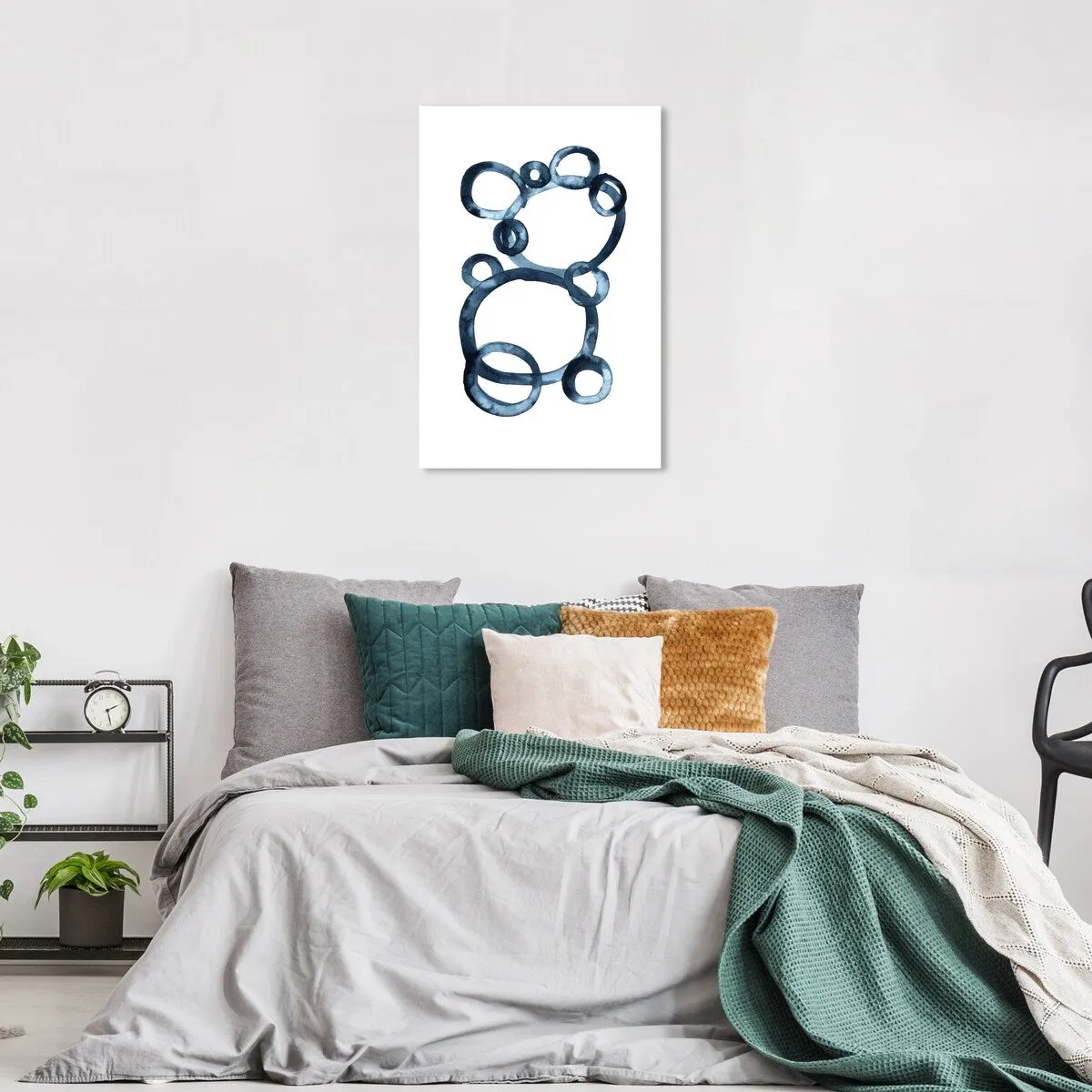 "Bear Bubbles", Modern baby bear fingerpainted bubbles Modern & Contemporary White Canvas Wall Art Print for Boy's Room