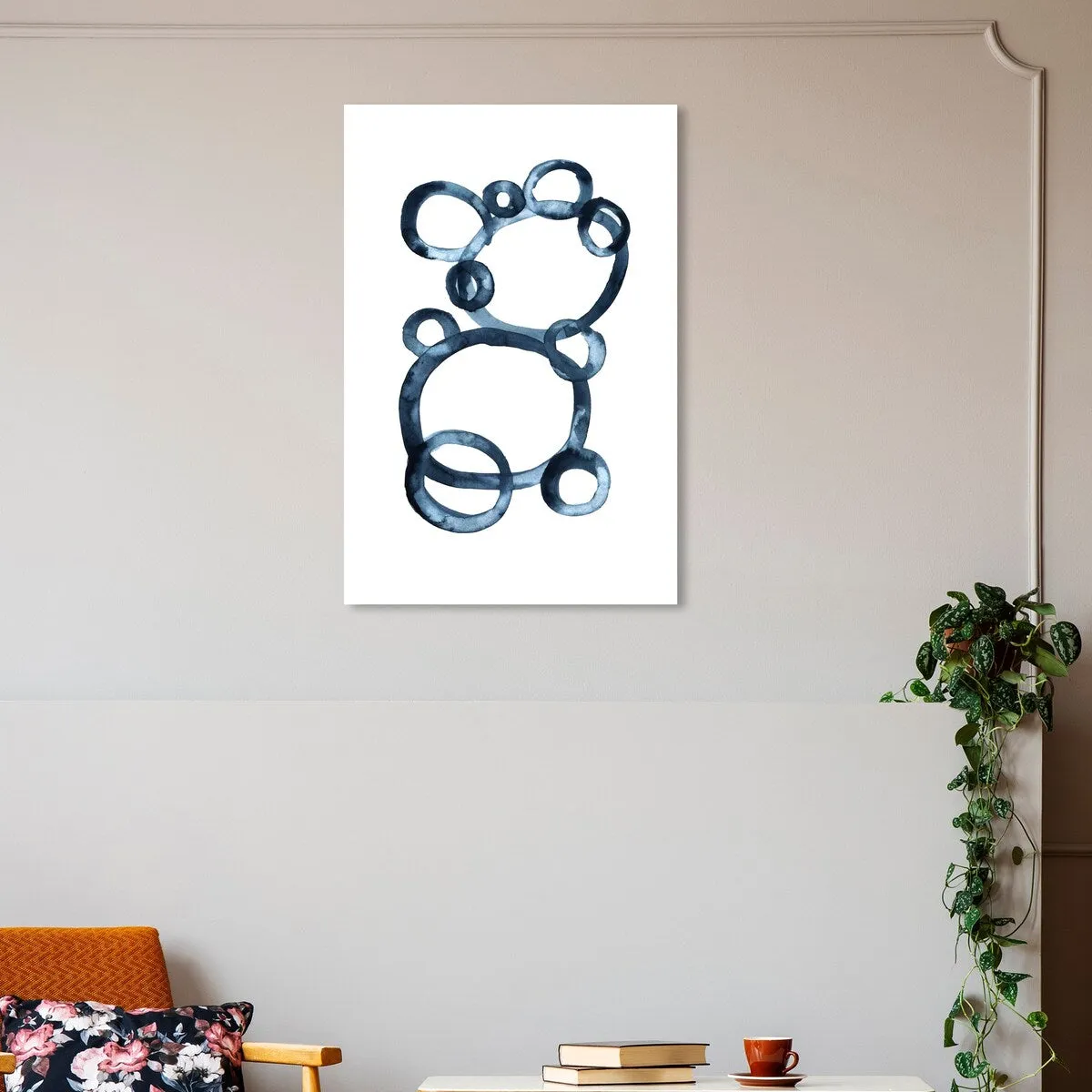 "Bear Bubbles", Modern baby bear fingerpainted bubbles Modern & Contemporary White Canvas Wall Art Print for Boy's Room