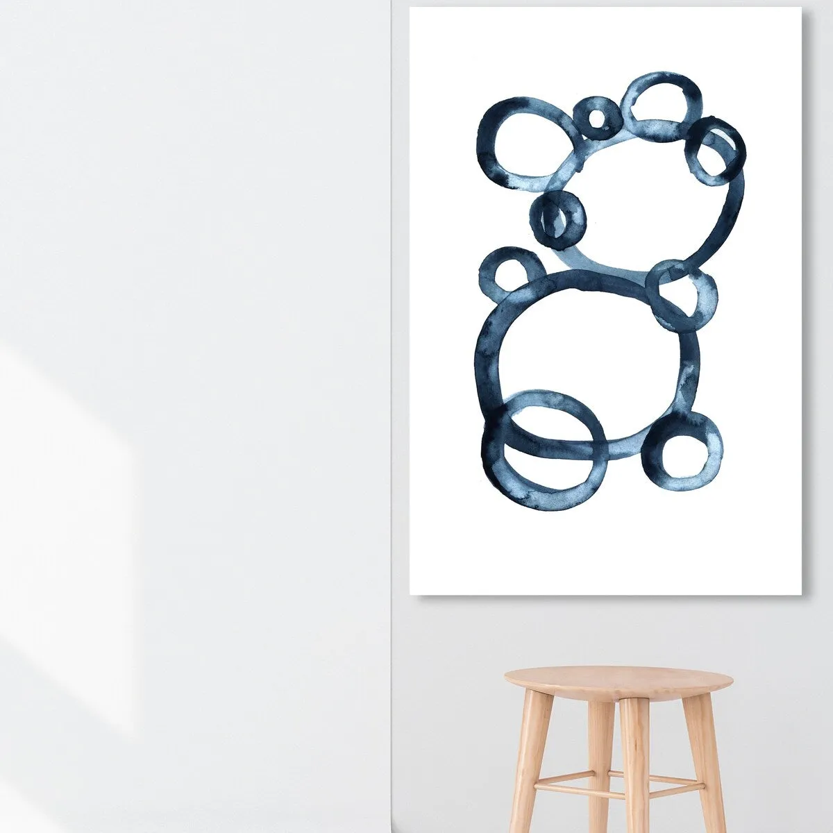 "Bear Bubbles", Modern baby bear fingerpainted bubbles Modern & Contemporary White Canvas Wall Art Print for Boy's Room